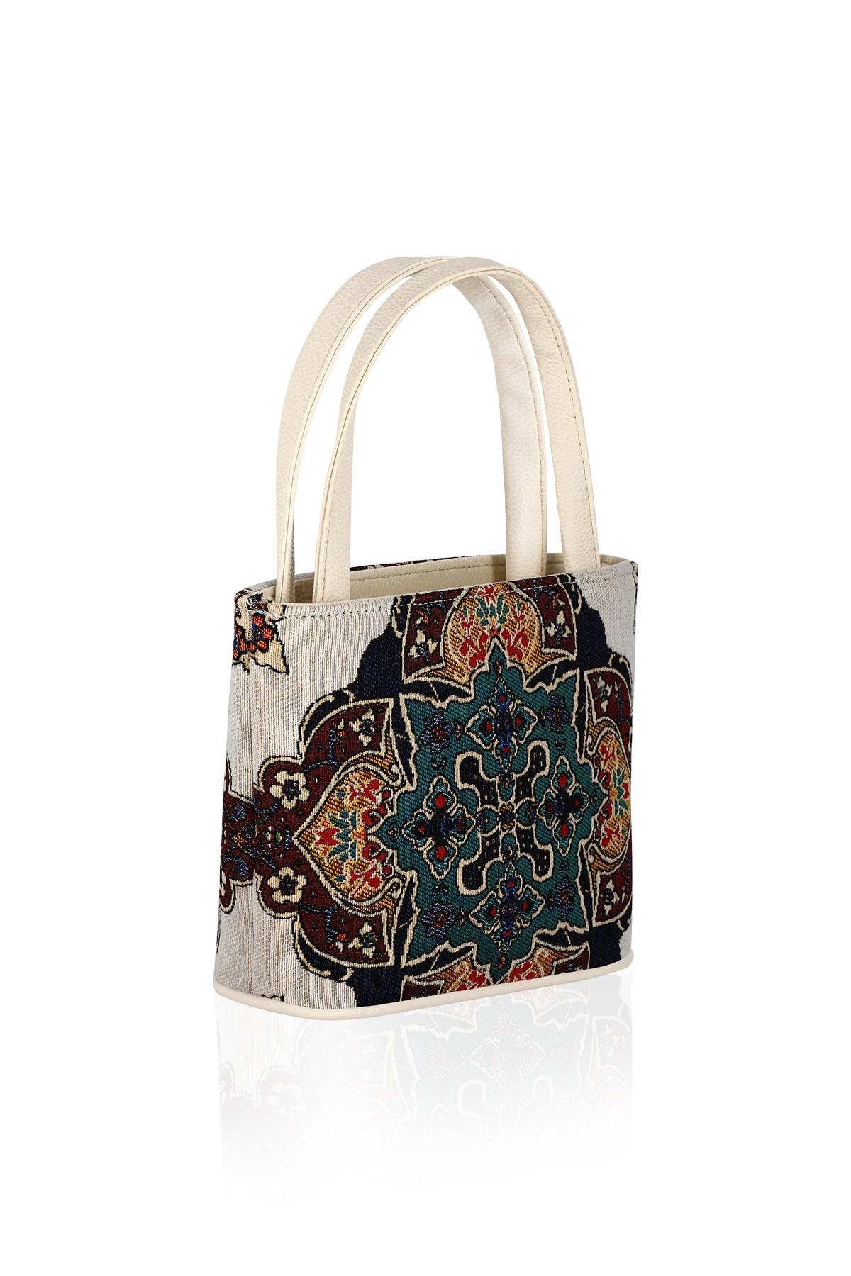 Etnik Desenli Askılı Kadın El Omuz Çanta Mottif İstanbul Otantik Goblen 1001