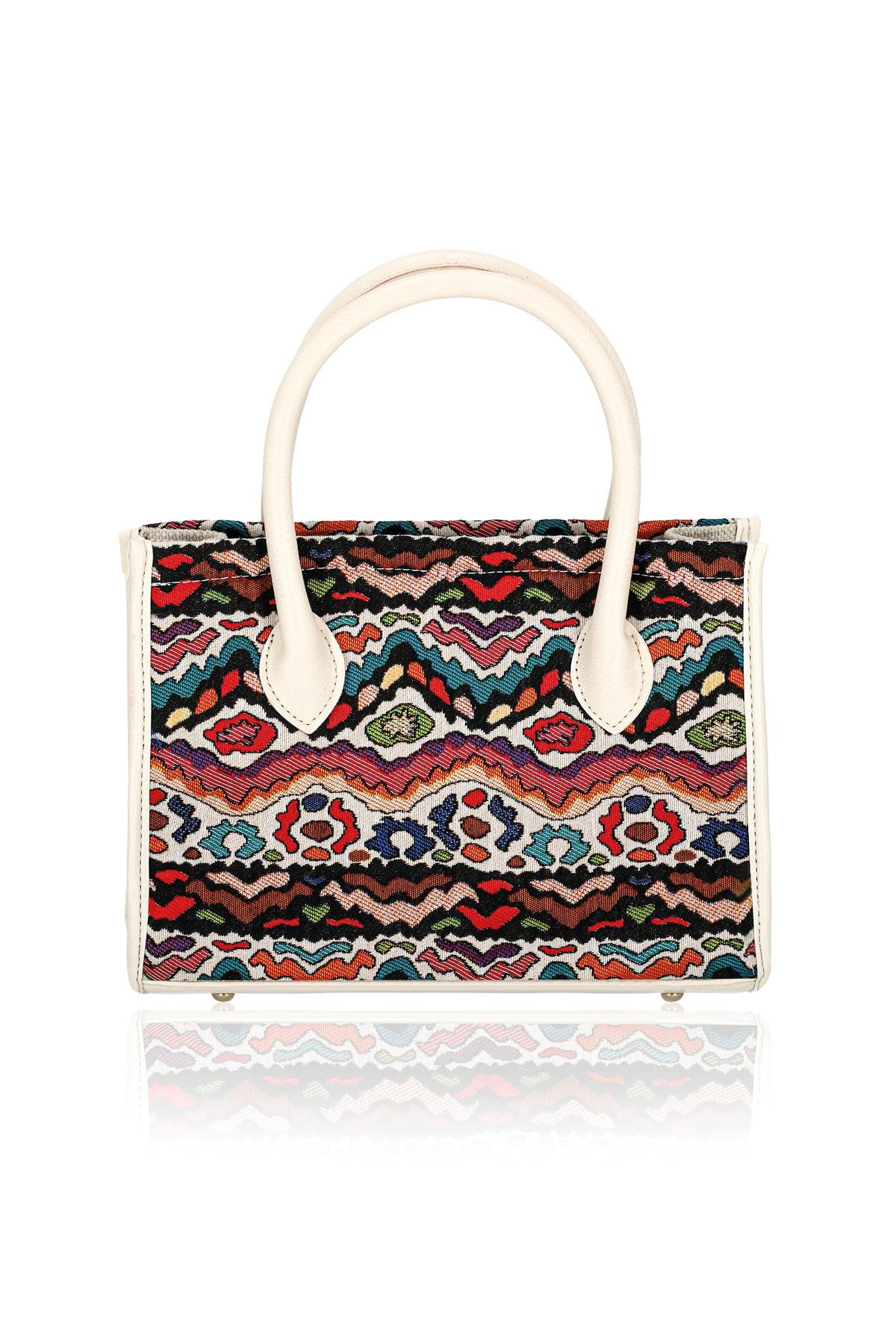 Etnik Desenli Kadın El Omuz Çanta Mottif İstanbul Otantik Goblen 1003