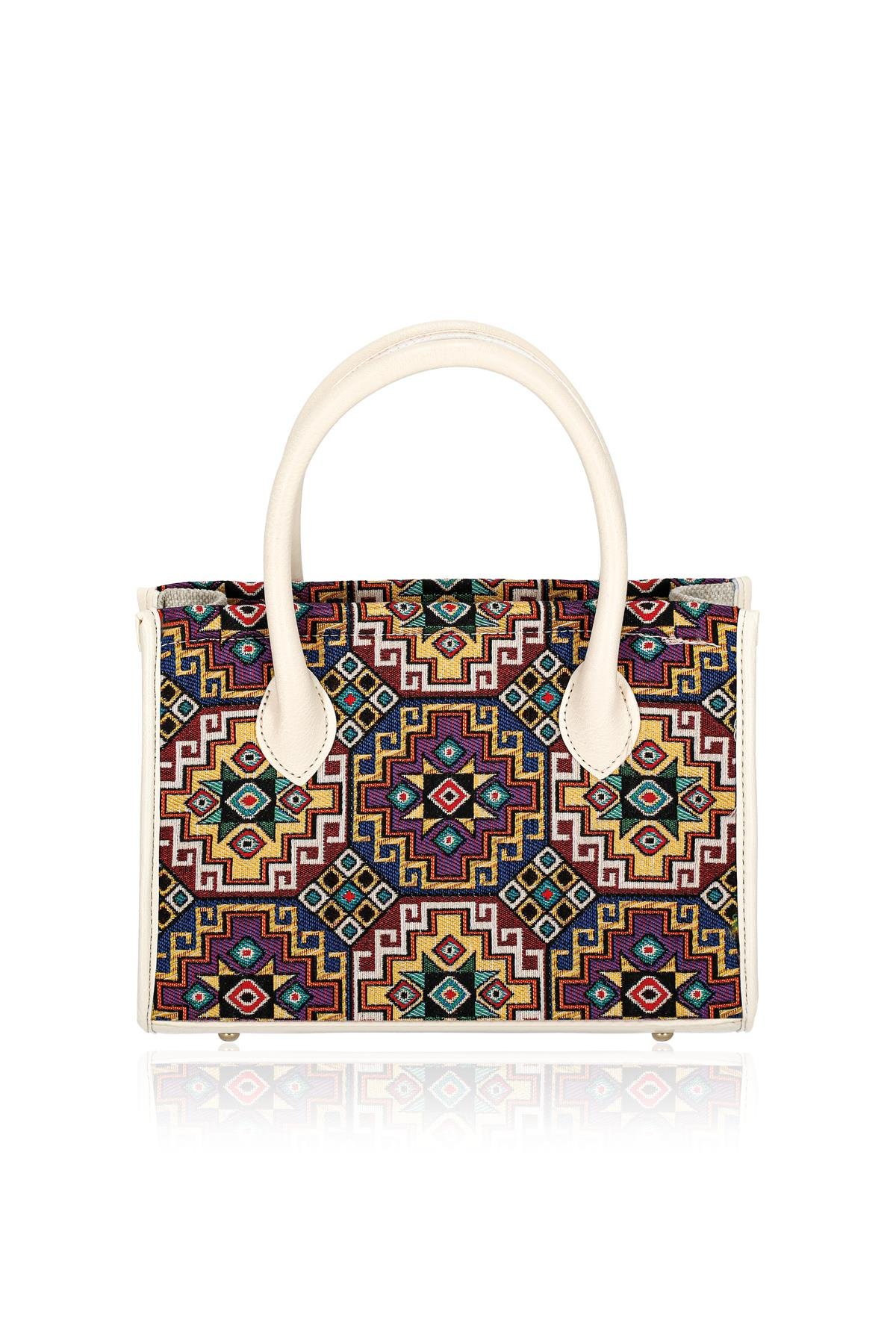 Etnik Desenli Kadın El Omuz Çanta Mottif İstanbul Otantik Goblen 1003