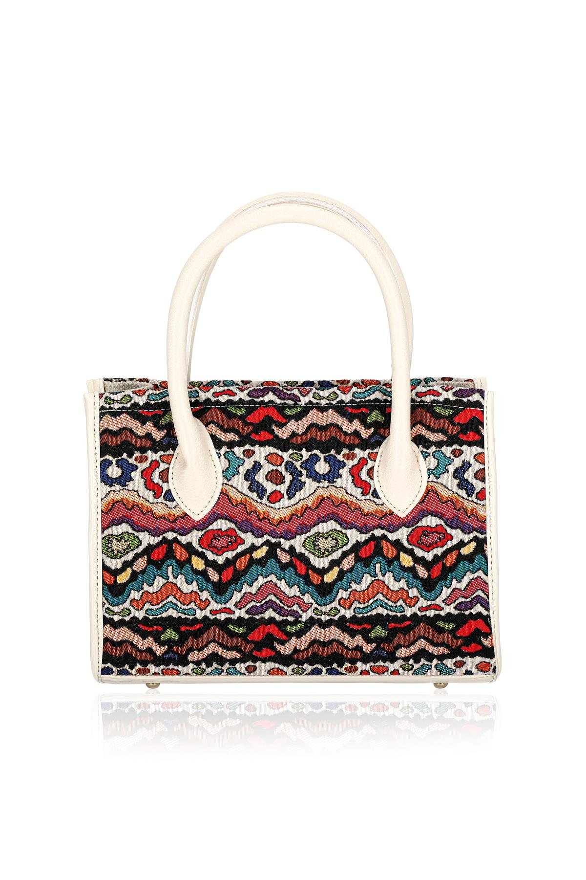 Etnik Desenli Kadın El Omuz Çanta Mottif İstanbul Otantik Goblen 1003