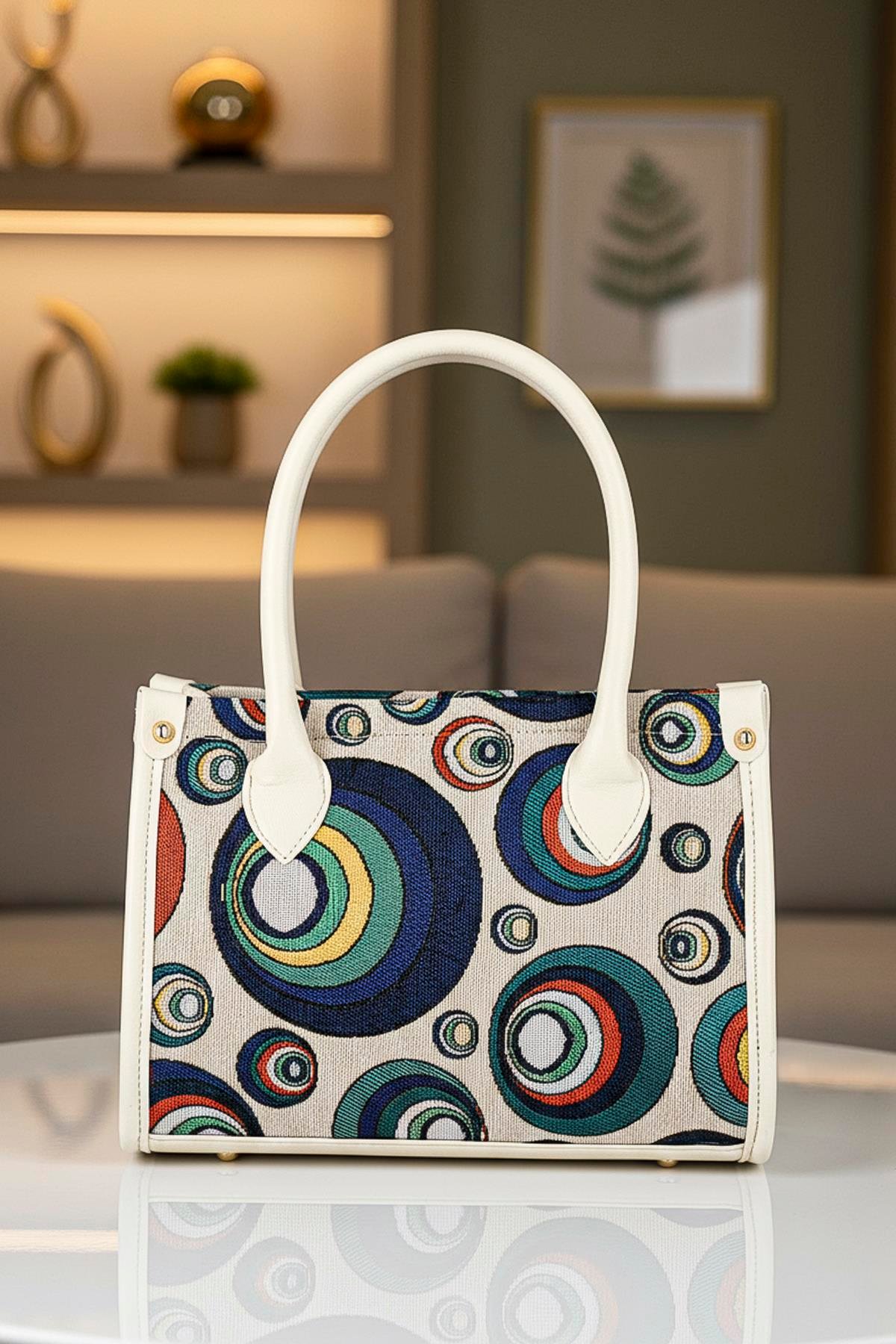 Etnik Desenli Kadın El Omuz Çanta Mottif İstanbul Otantik Goblen 1003