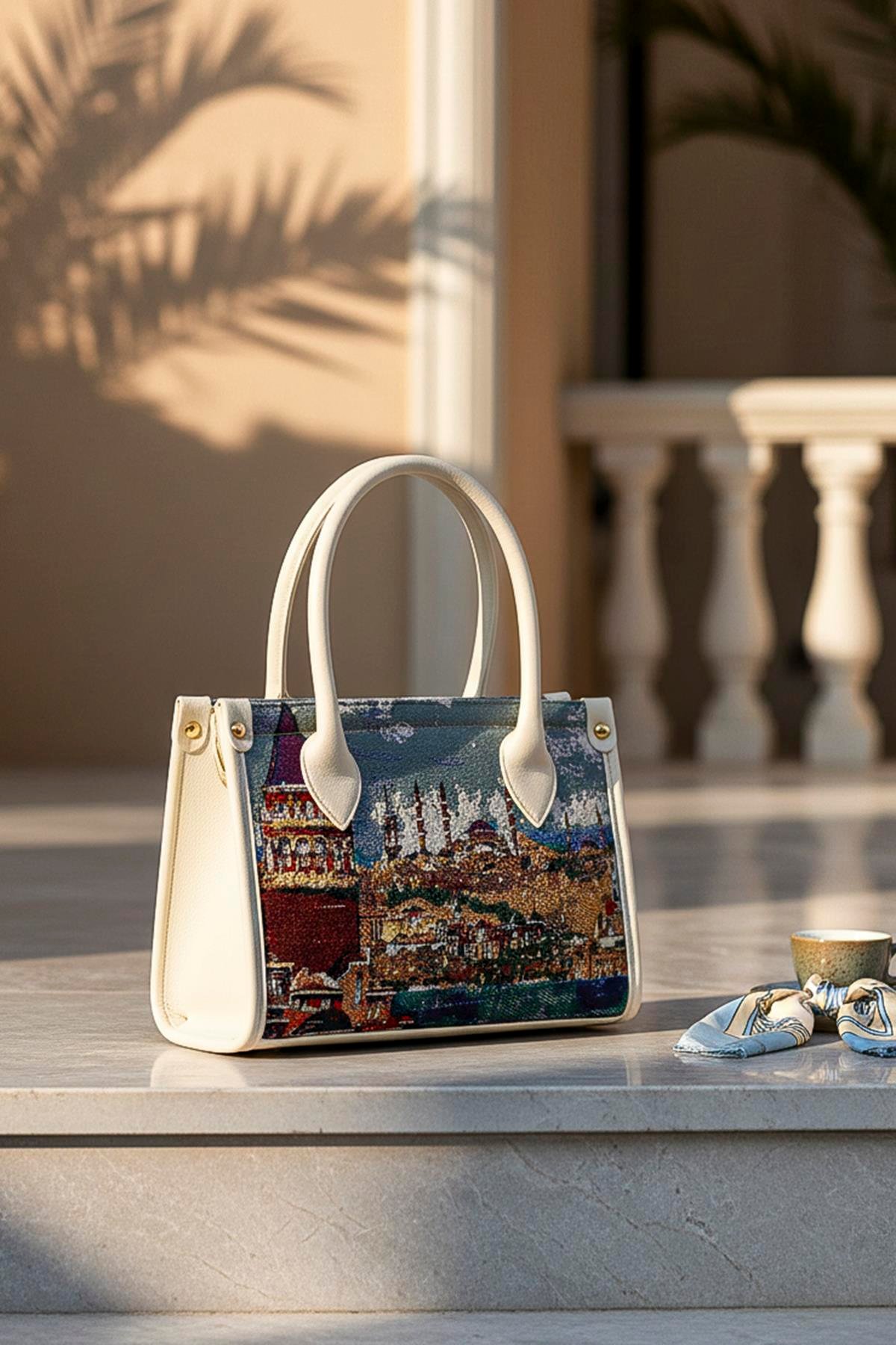 Etnik Desenli Kadın El Omuz Çanta Mottif İstanbul Otantik Goblen 1003