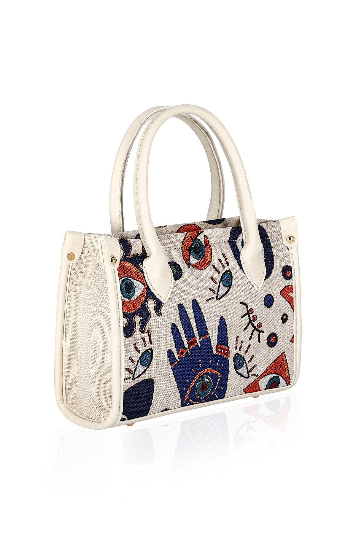 Etnik Desenli Kadın El Omuz Çanta Mottif İstanbul Otantik Goblen 1003