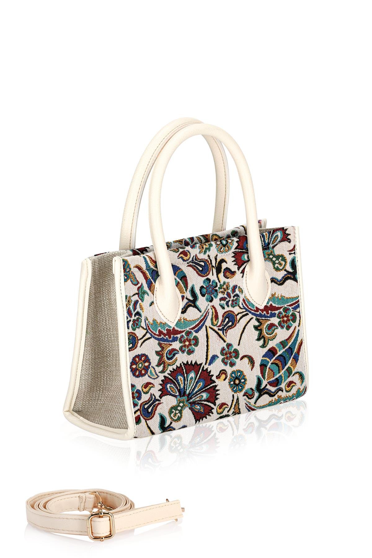 Etnik Desenli Kadın El Omuz Çanta Mottif İstanbul Otantik Goblen 1003