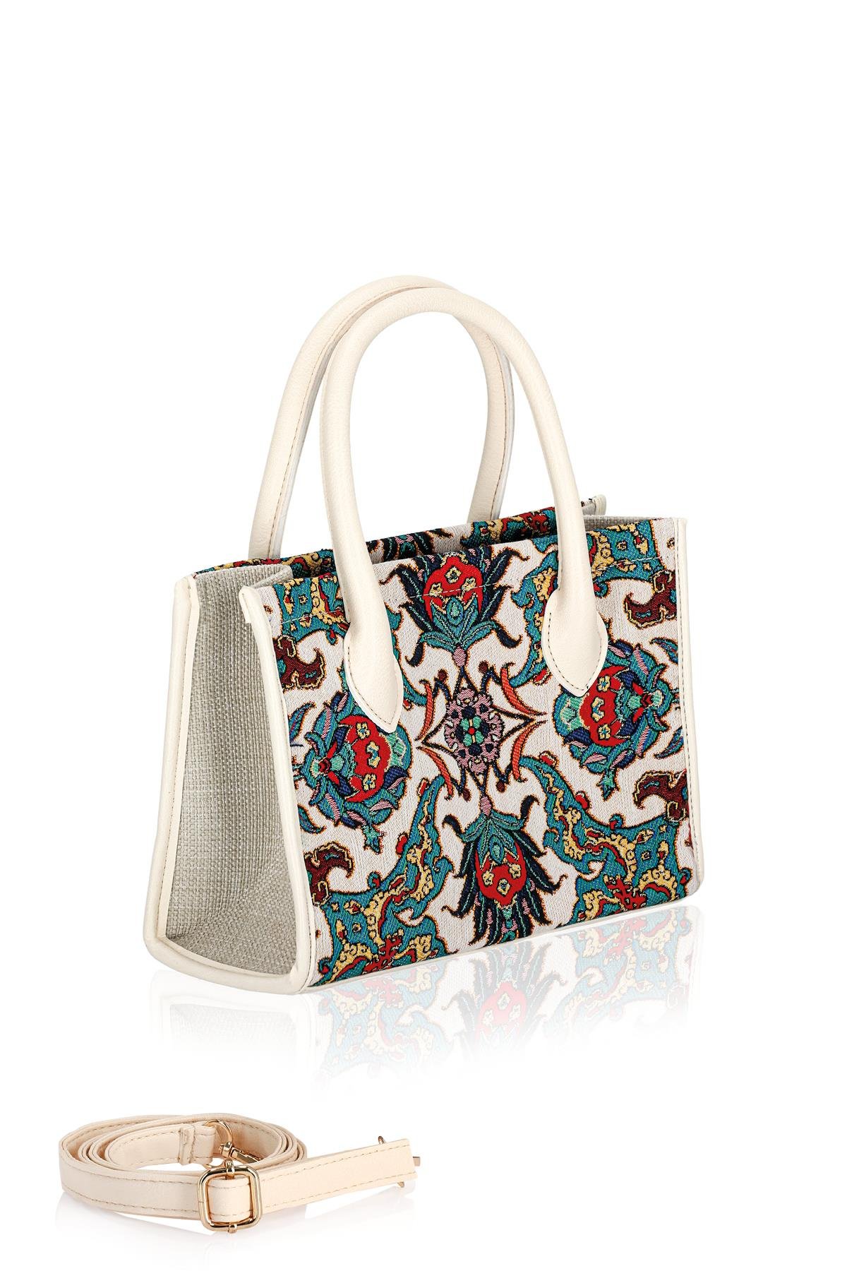 Etnik Desenli Kadın El Omuz Çanta Mottif İstanbul Otantik Goblen 1003