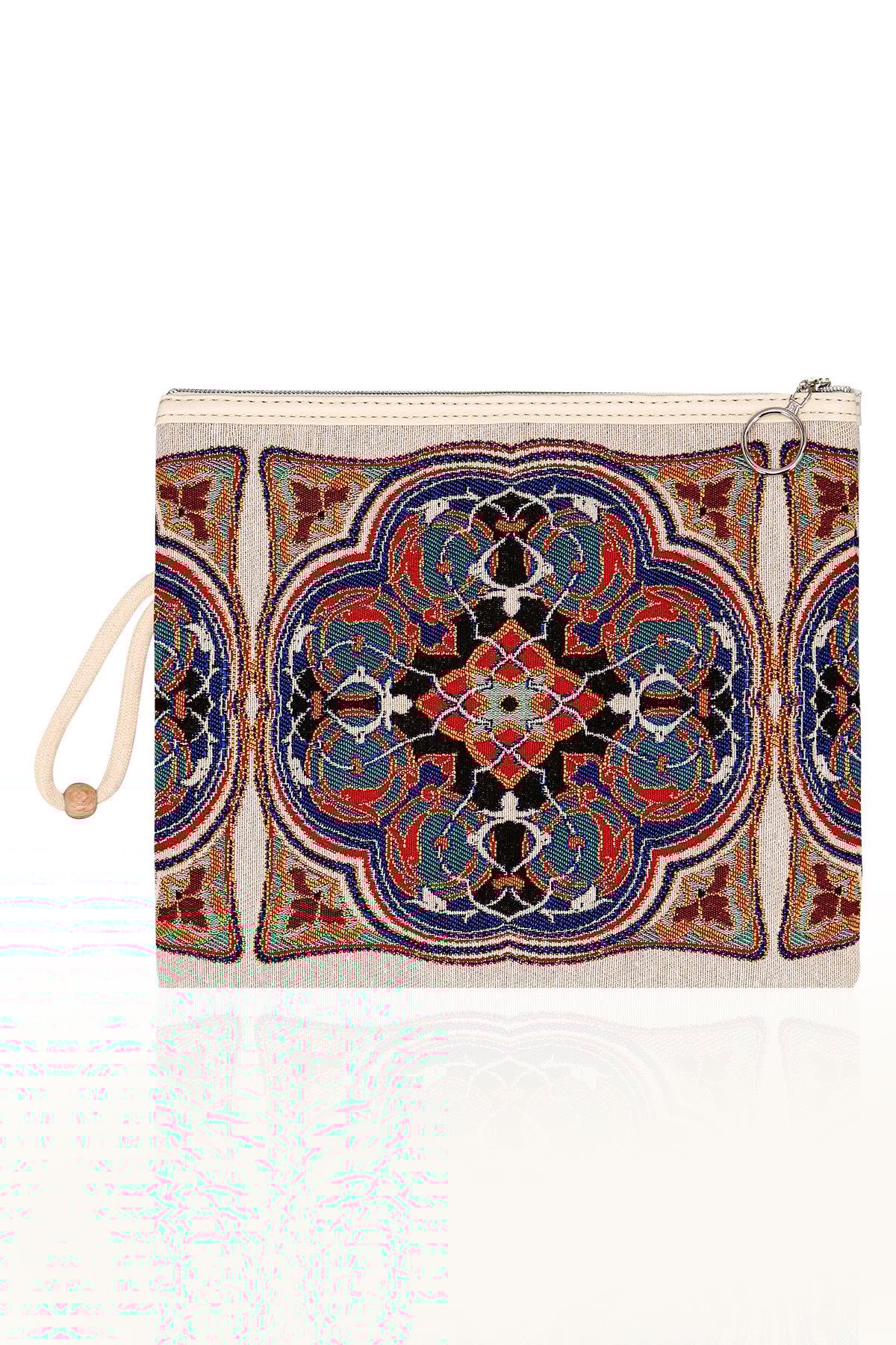 Etnik Desenli Kadın Portföy Clucth Çanta Makyaj Çanta El Çantası