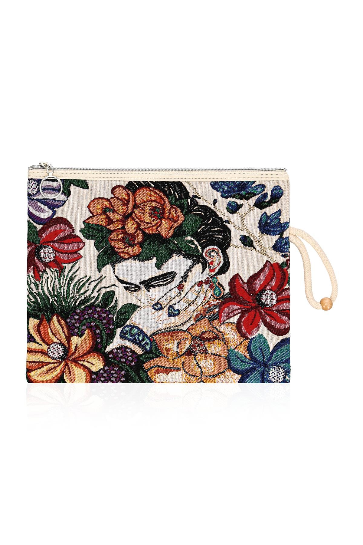 Etnik Desenli Kadın Portföy Clucth Çanta Makyaj Çanta El Çantası