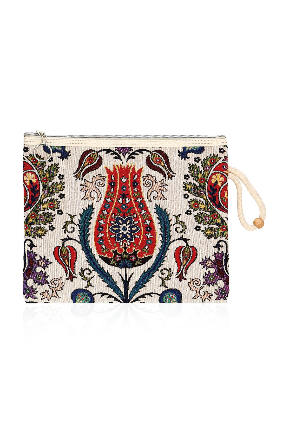 Etnik Desenli Kadın Portföy Clucth Çanta Makyaj Çanta El Çantası