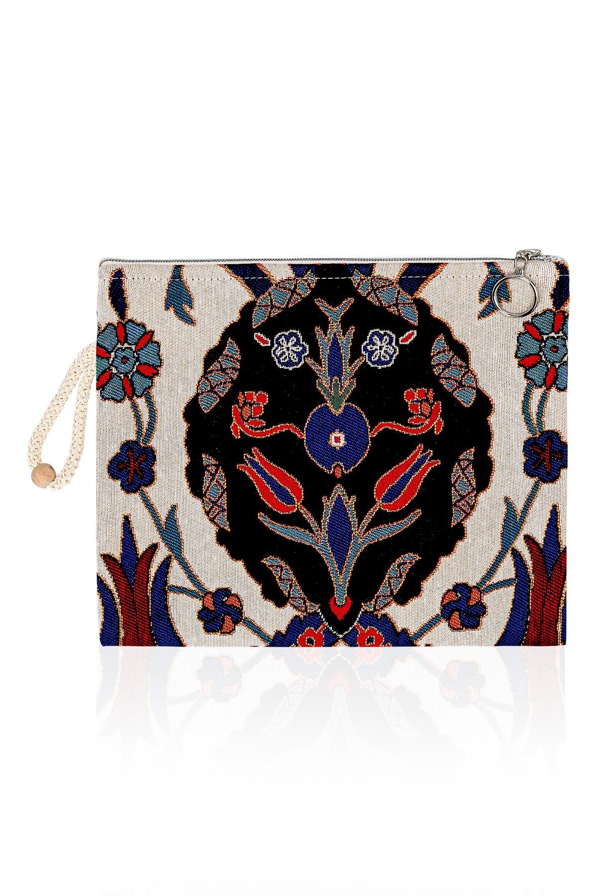 Etnik Desenli Kadın Portföy Clucth Çanta Makyaj Çanta El Çantası