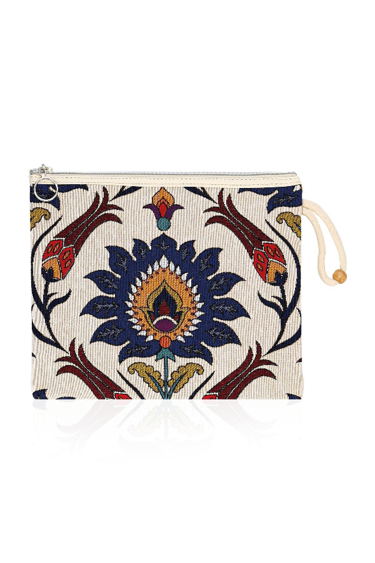 Etnik Desenli Kadın Portföy Clucth Çanta Makyaj Çanta El Çantası