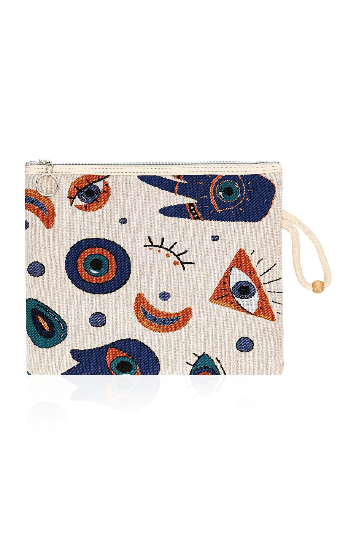 Etnik Desenli Kadın Portföy Clucth Çanta Makyaj Çanta El Çantası