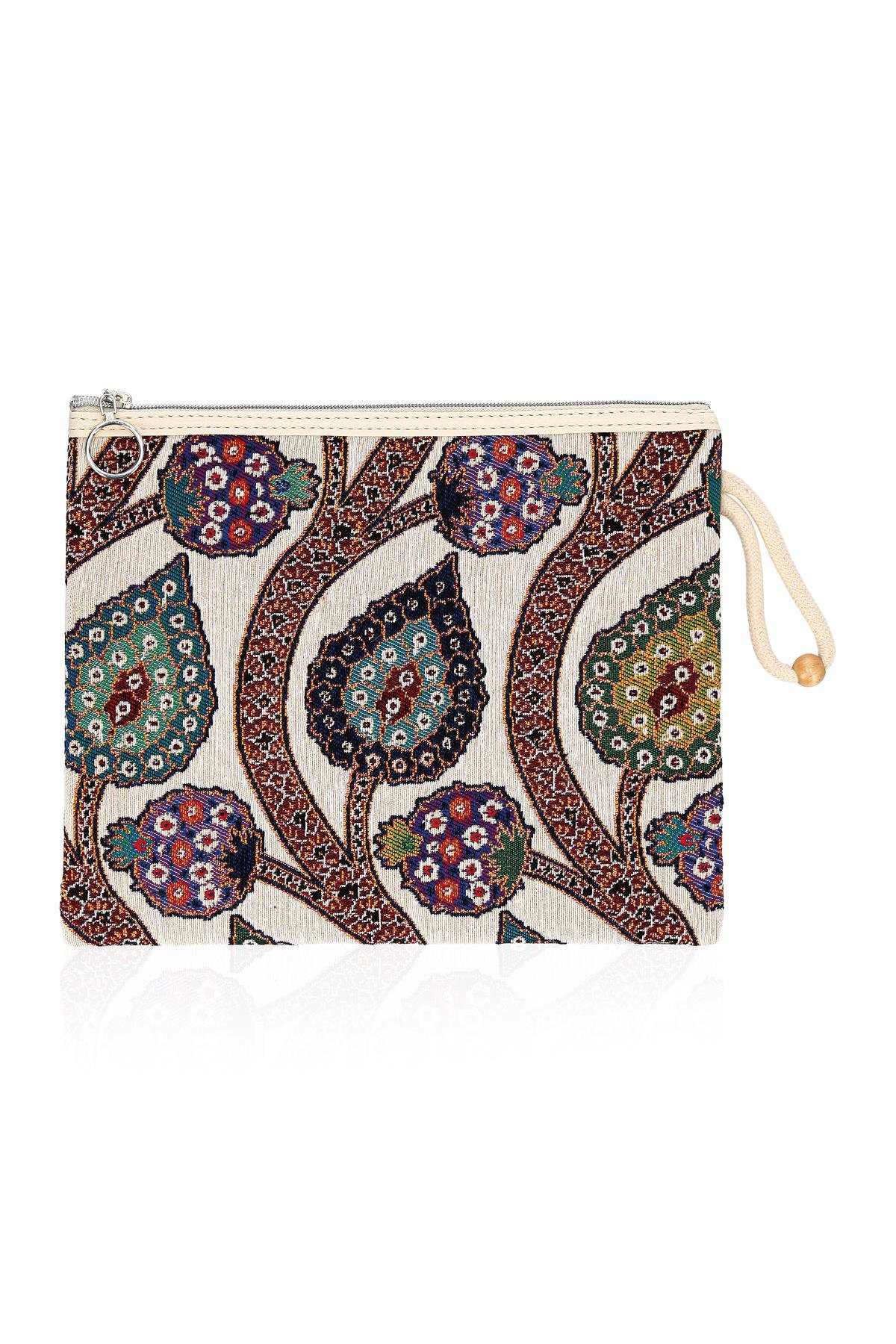 Etnik Desenli Kadın Portföy Clucth Çanta Makyaj Çanta El Çantası