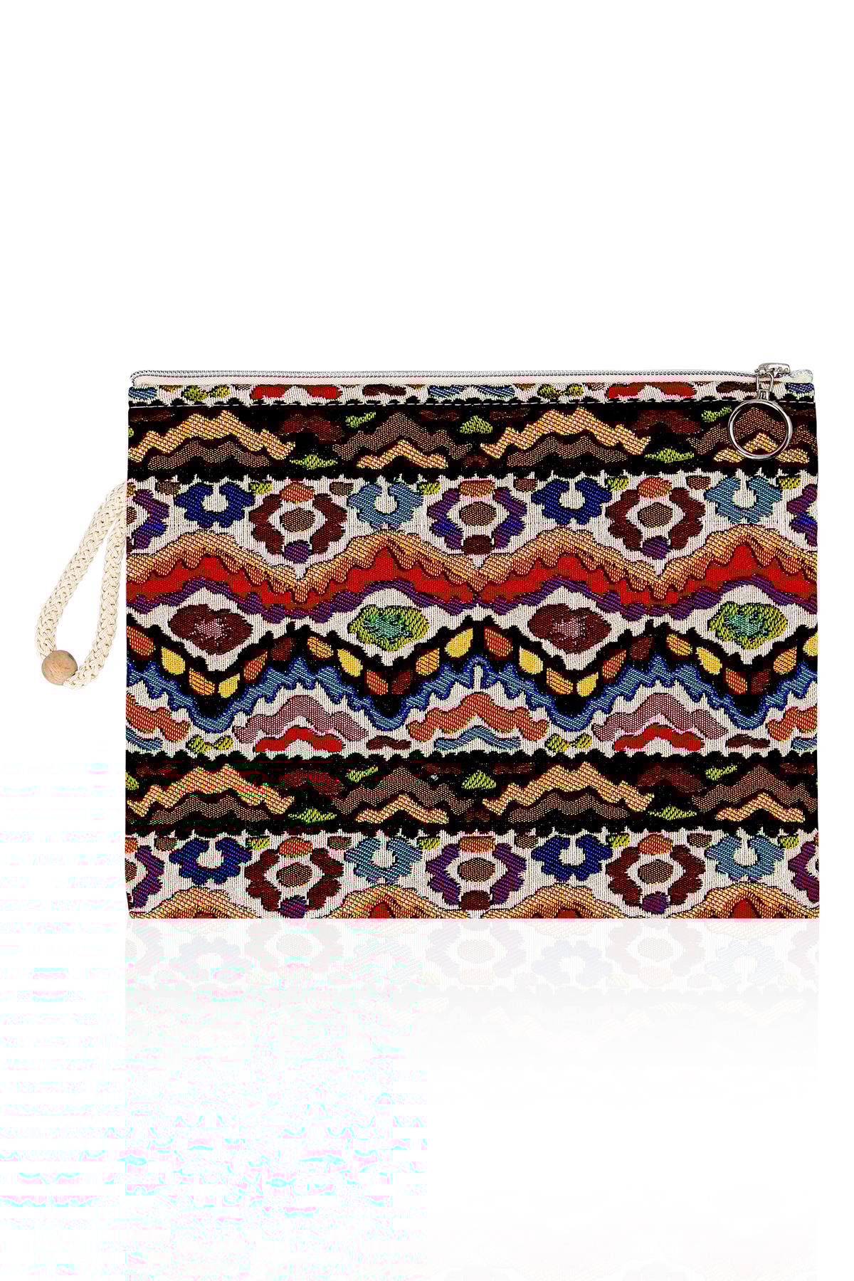 Etnik Desenli Kadın Portföy Clucth Çanta Makyaj Çanta El Çantası