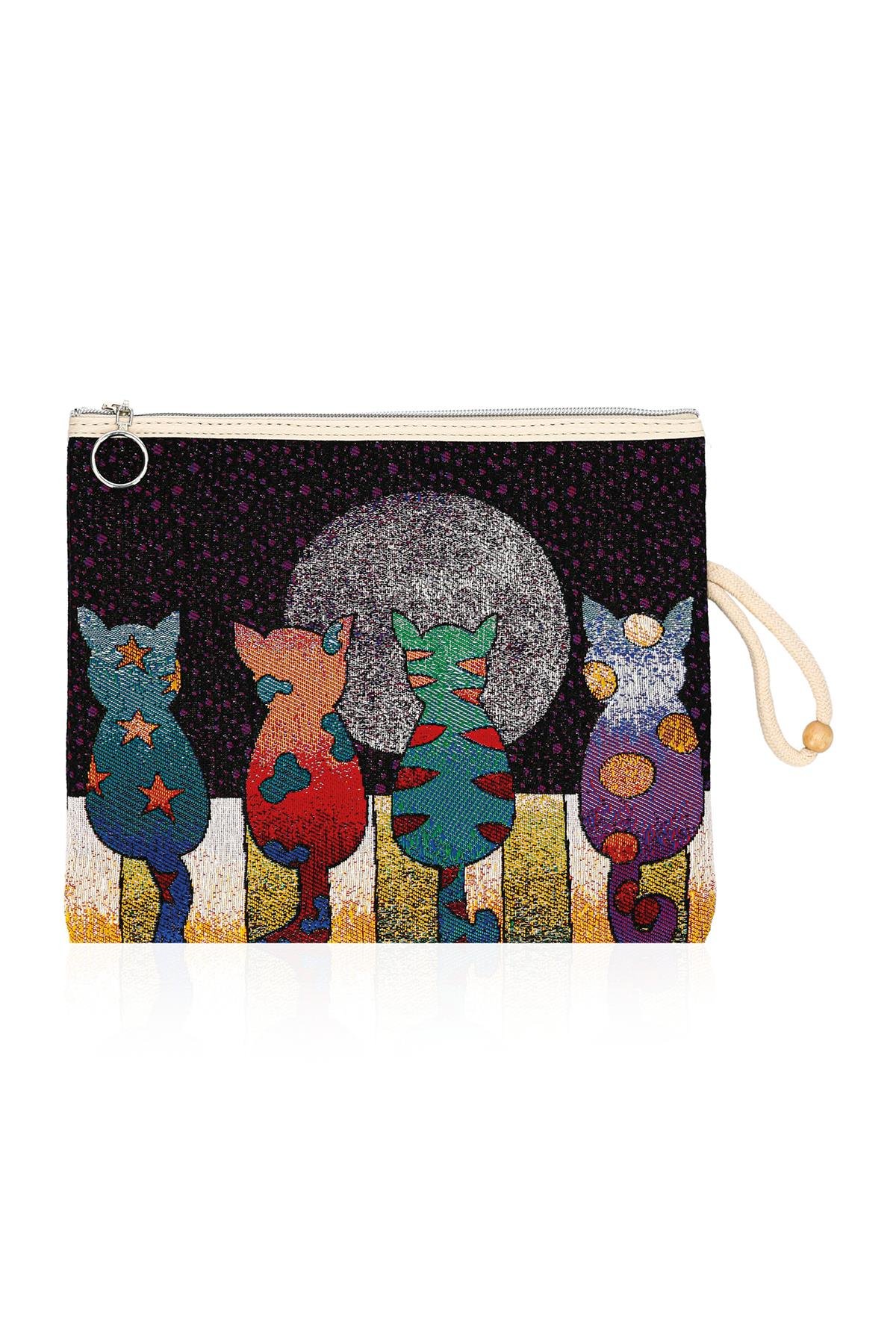 Etnik Desenli Kadın Portföy Clucth Çanta Makyaj Çanta El Çantası