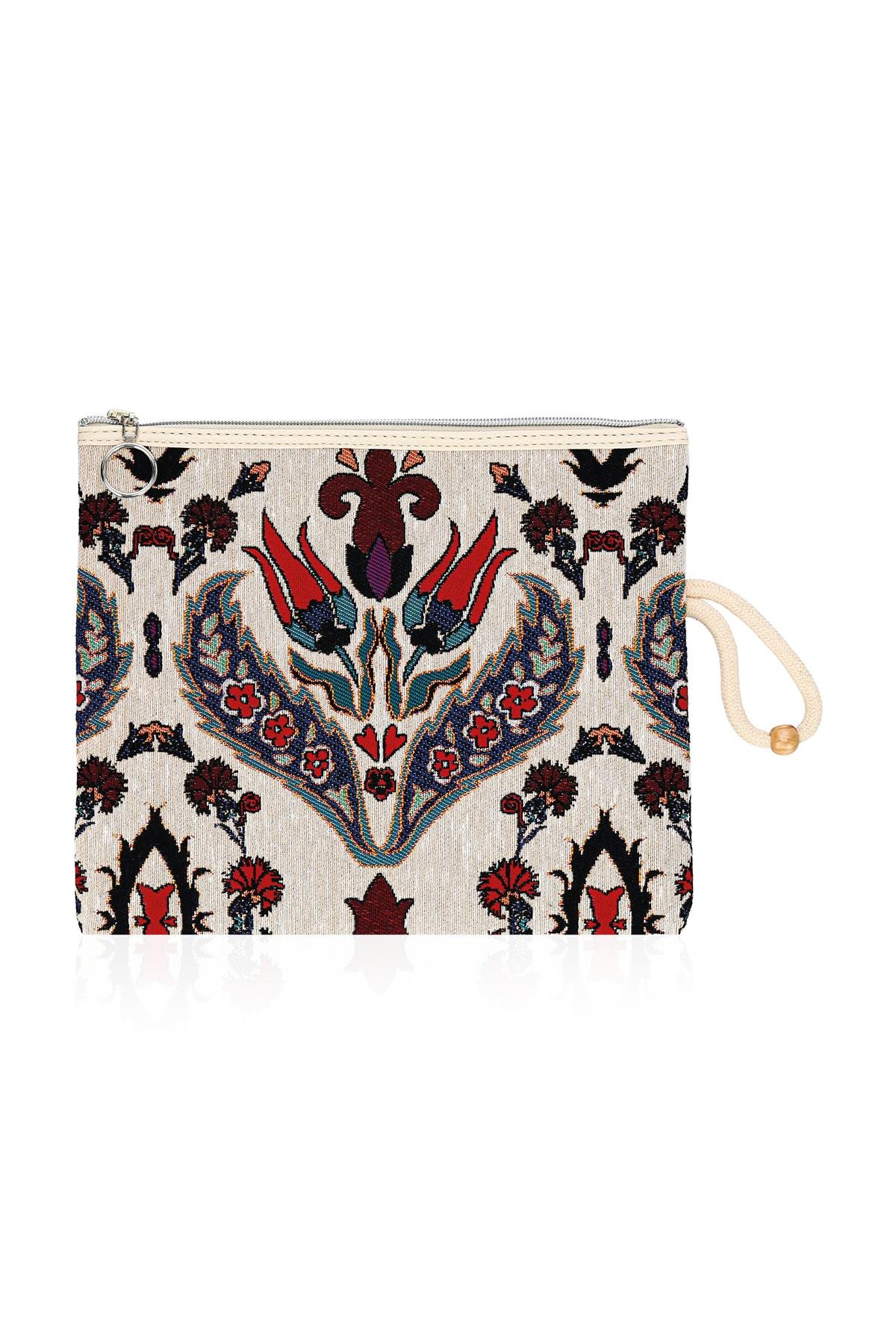 Etnik Desenli Kadın Portföy Clucth Çanta Makyaj Çanta El Çantası