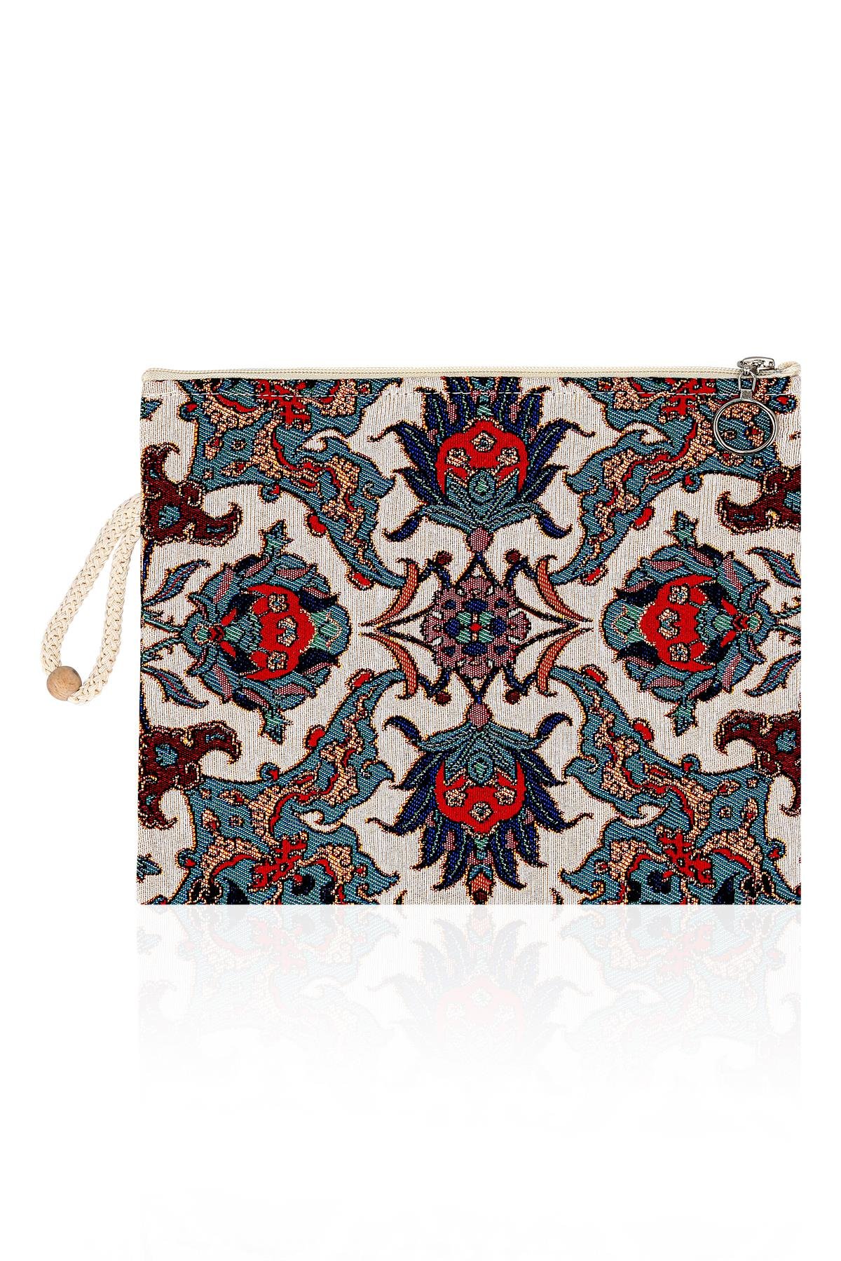 Etnik Desenli Kadın Portföy Clucth Çanta Makyaj Çanta El Çantası