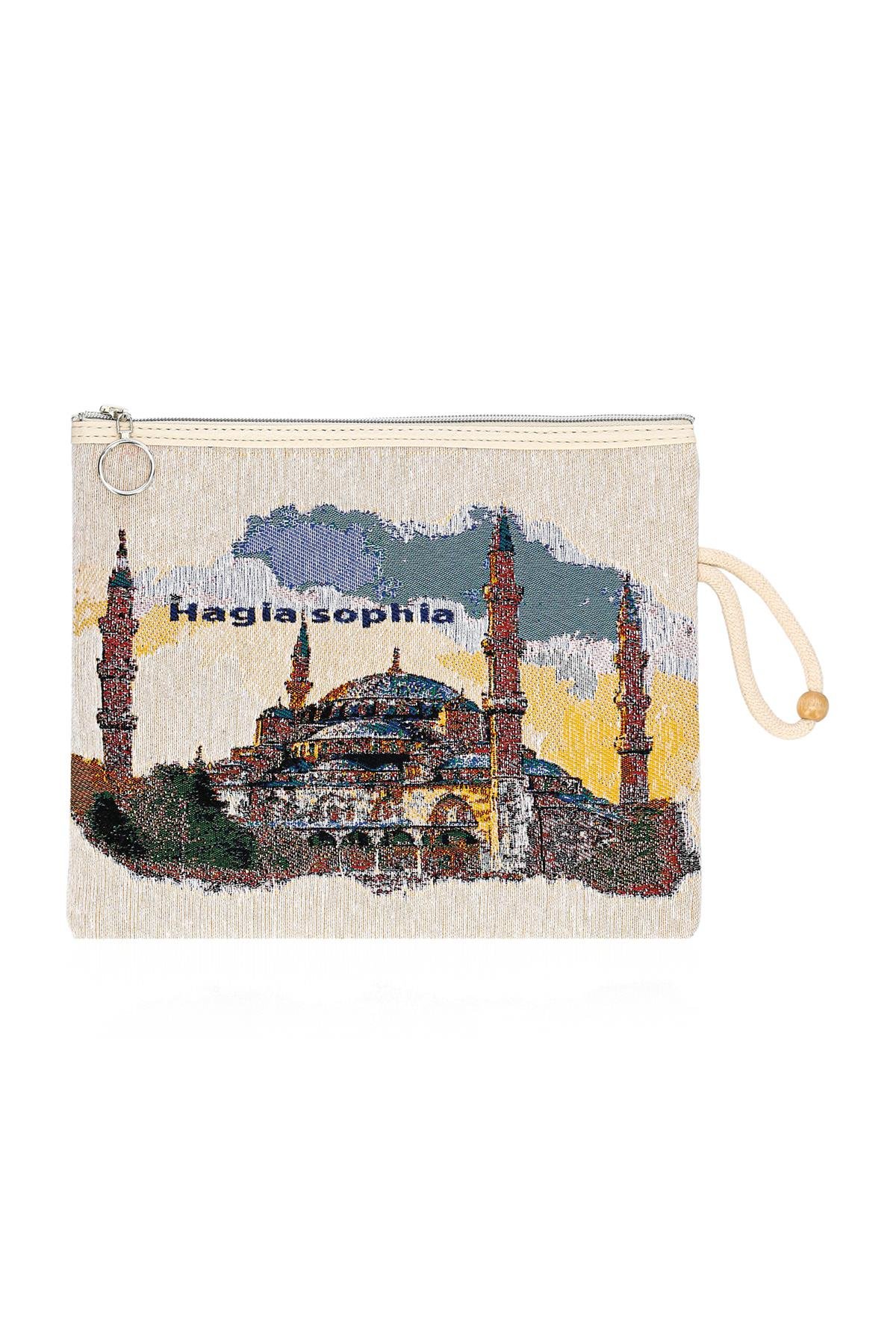 Etnik Desenli Kadın Portföy Clucth Çanta Makyaj Çanta El Çantası