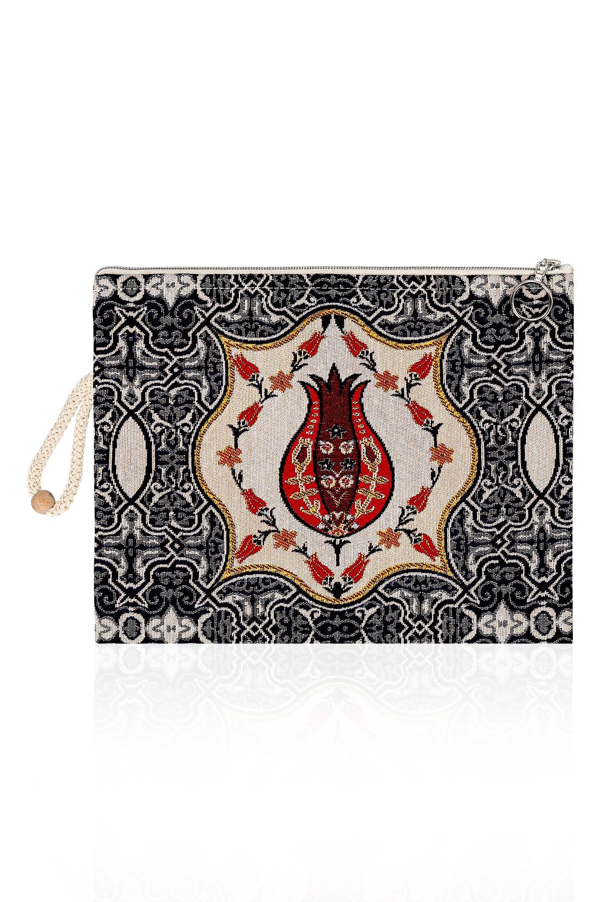 Etnik Desenli Kadın Portföy Clucth Çanta Makyaj Çanta El Çantası