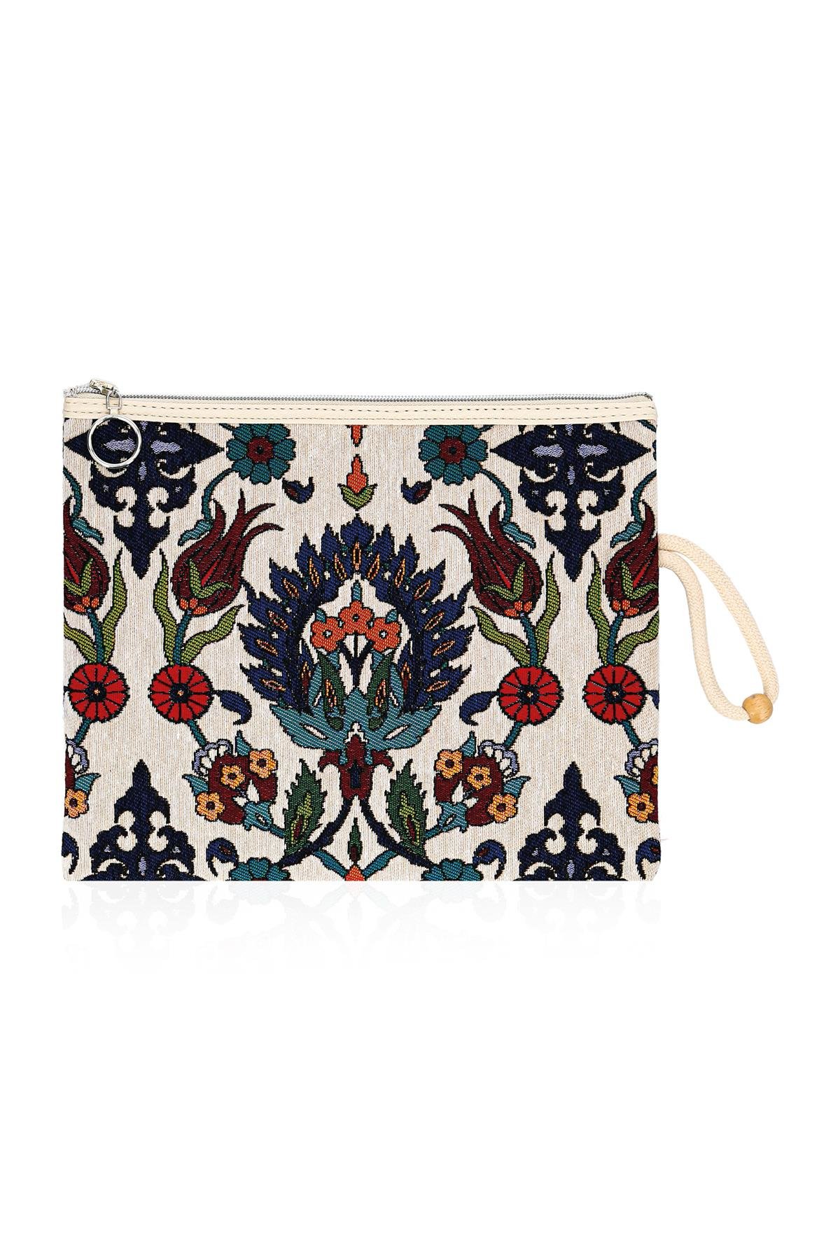 Etnik Desenli Kadın Portföy Clucth Çanta Makyaj Çanta El Çantası
