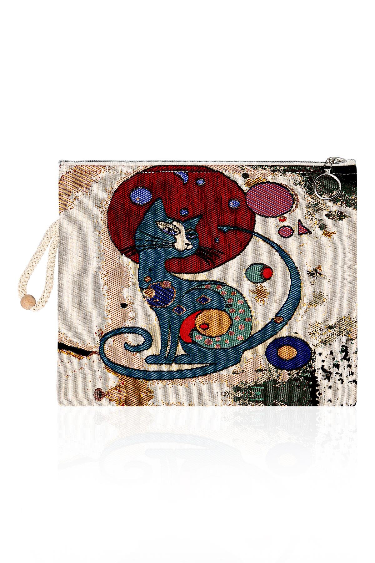 Etnik Desenli Kadın Portföy Clucth Çanta Makyaj Çanta El Çantası