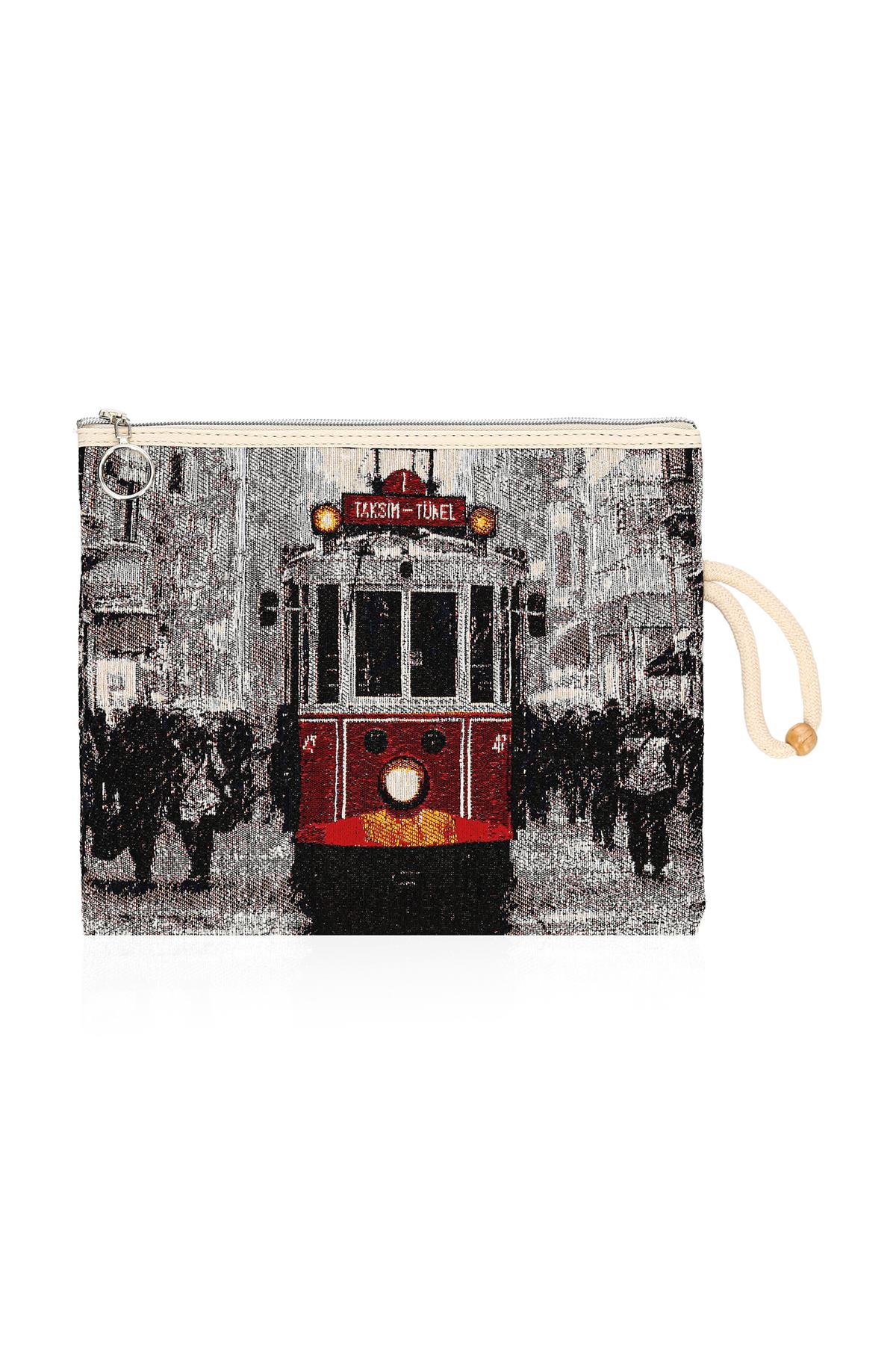 Etnik Desenli Kadın Portföy Clucth Çanta Makyaj Çanta El Çantası