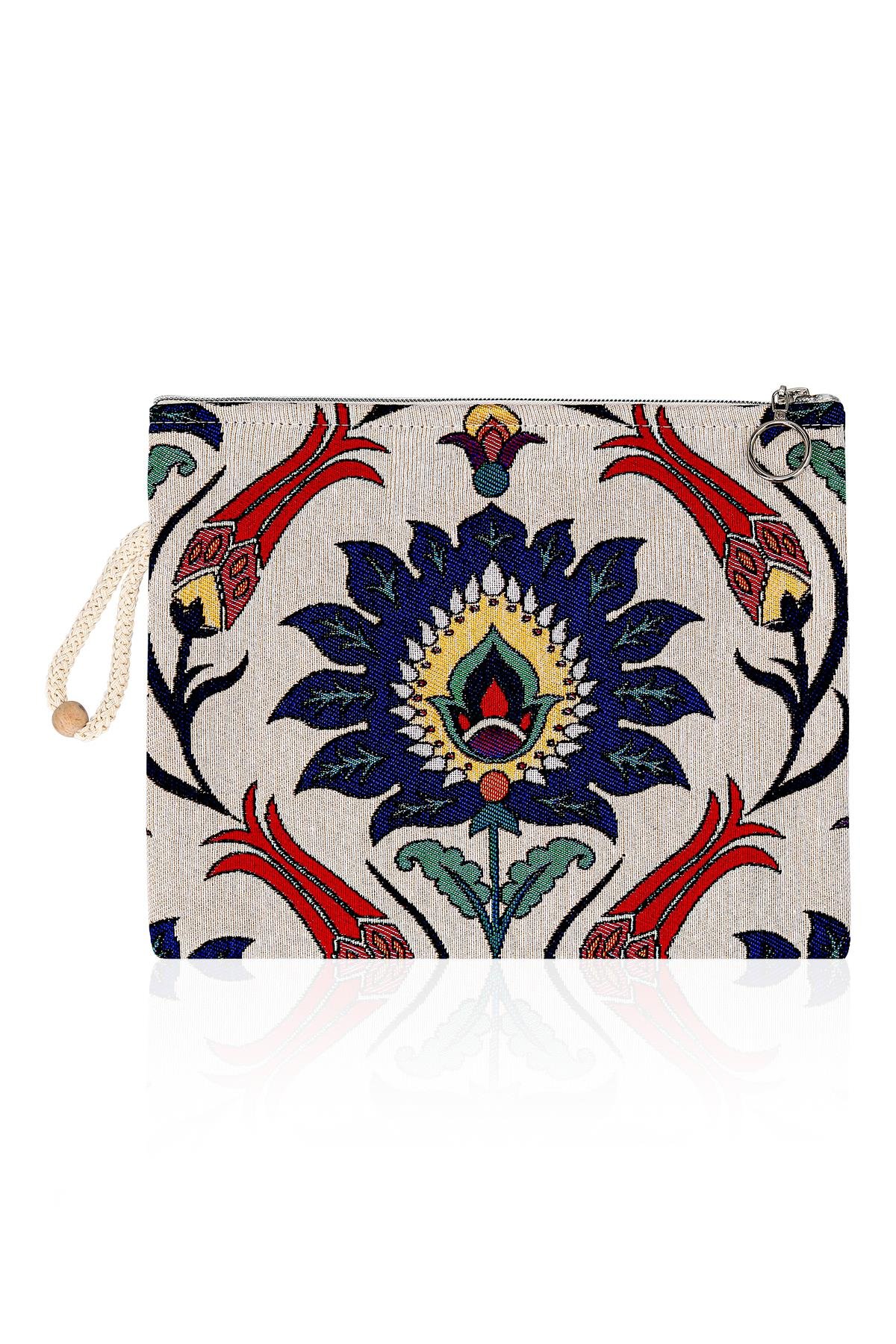 Etnik Desenli Kadın Portföy Clucth Çanta Makyaj Çanta El Çantası