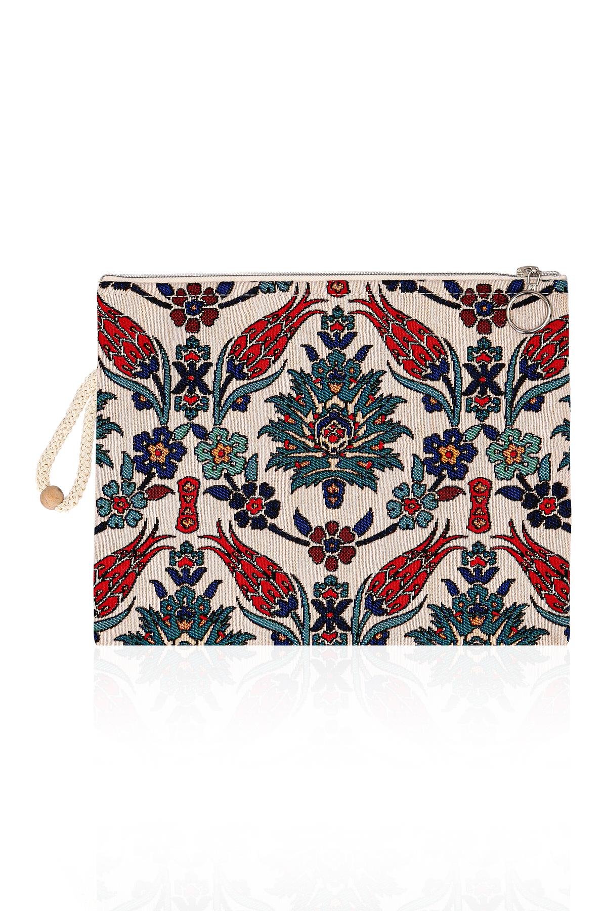 Etnik Desenli Kadın Portföy Clucth Çanta Makyaj Çanta El Çantası