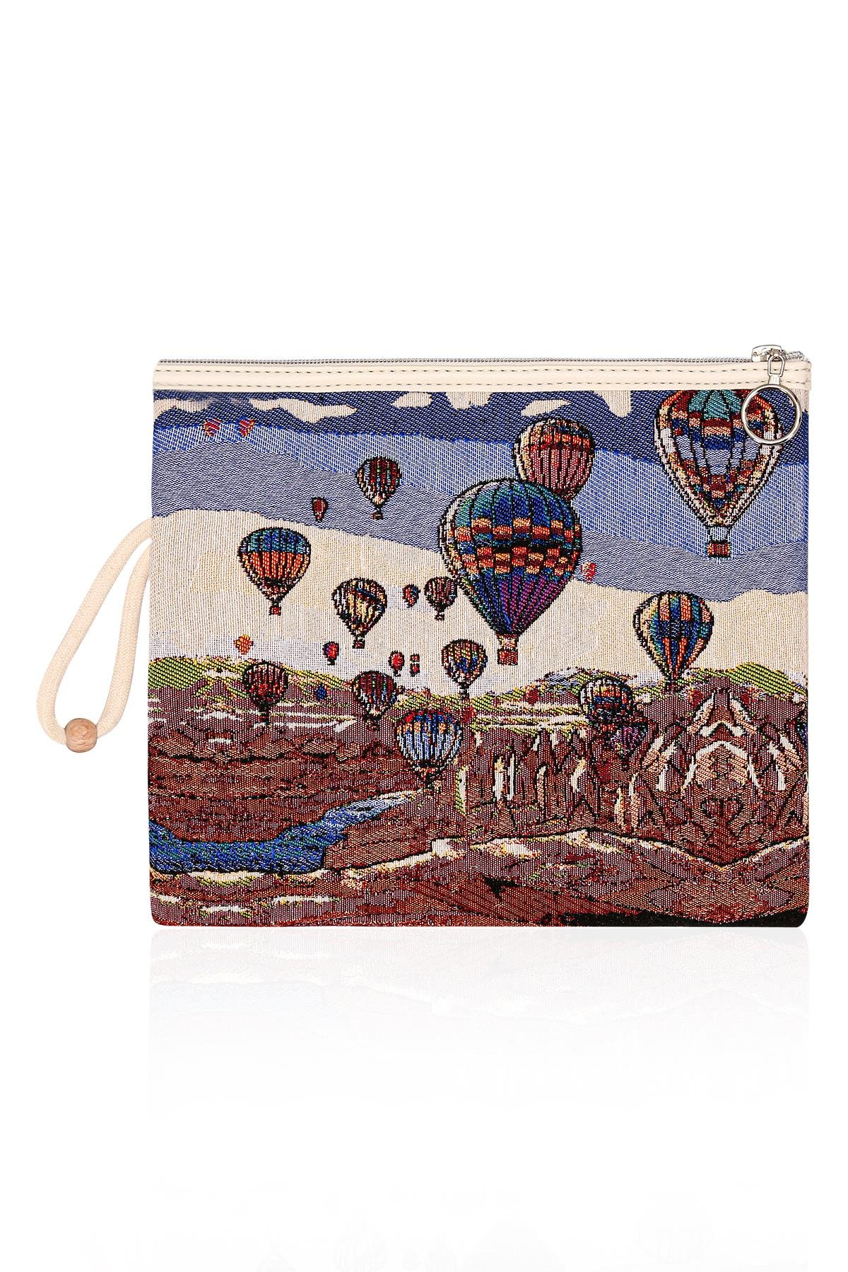 Etnik Desenli Kadın Portföy Clucth Çanta Makyaj Çanta El Çantası