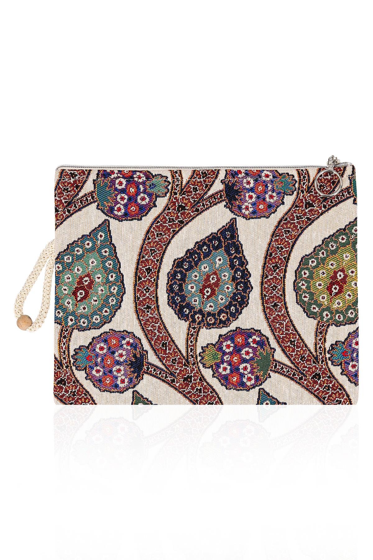 Etnik Desenli Kadın Portföy Clucth Çanta Makyaj Çanta El Çantası