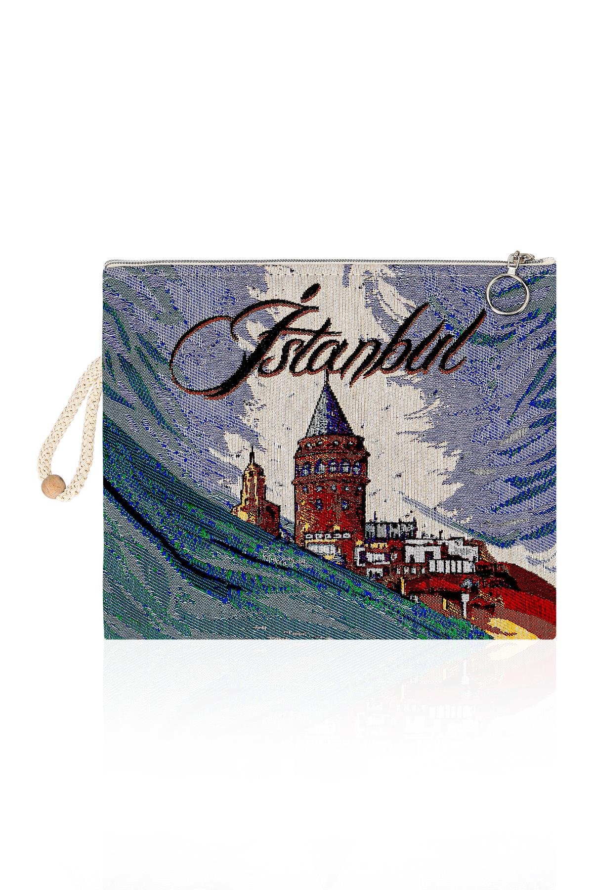 Etnik Desenli Kadın Portföy Clucth Çanta Makyaj Çanta El Çantası