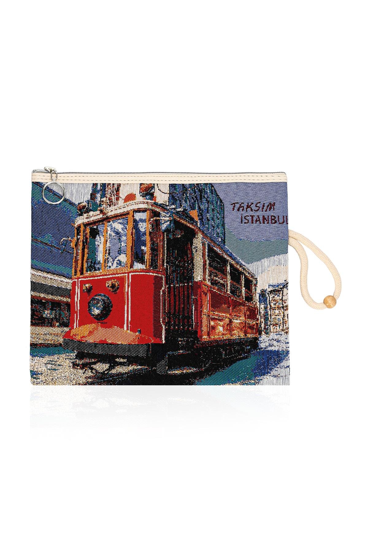 Etnik Desenli Kadın Portföy Clucth Çanta Makyaj Çanta El Çantası