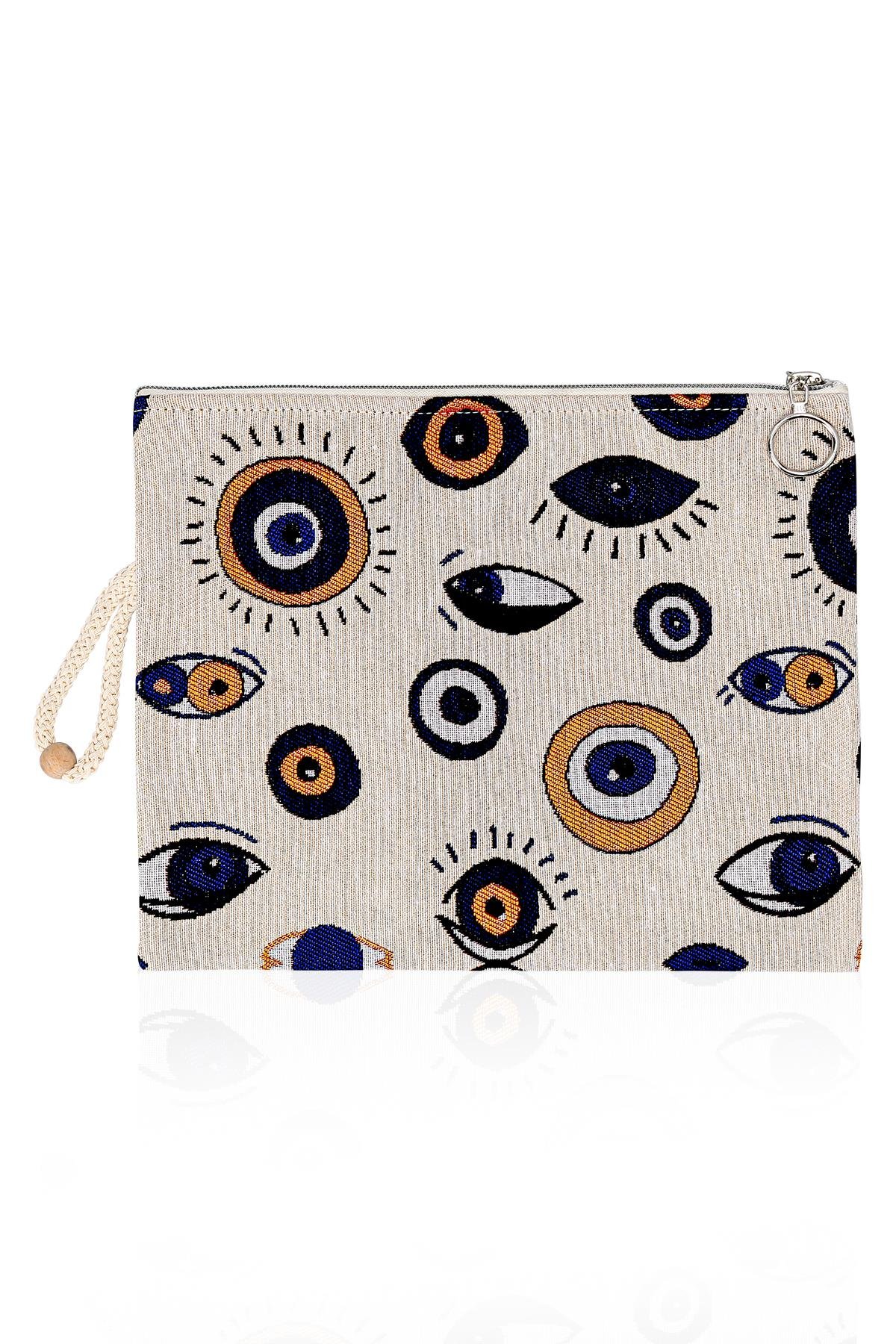 Etnik Desenli Kadın Portföy Clucth Çanta Makyaj Çanta El Çantası