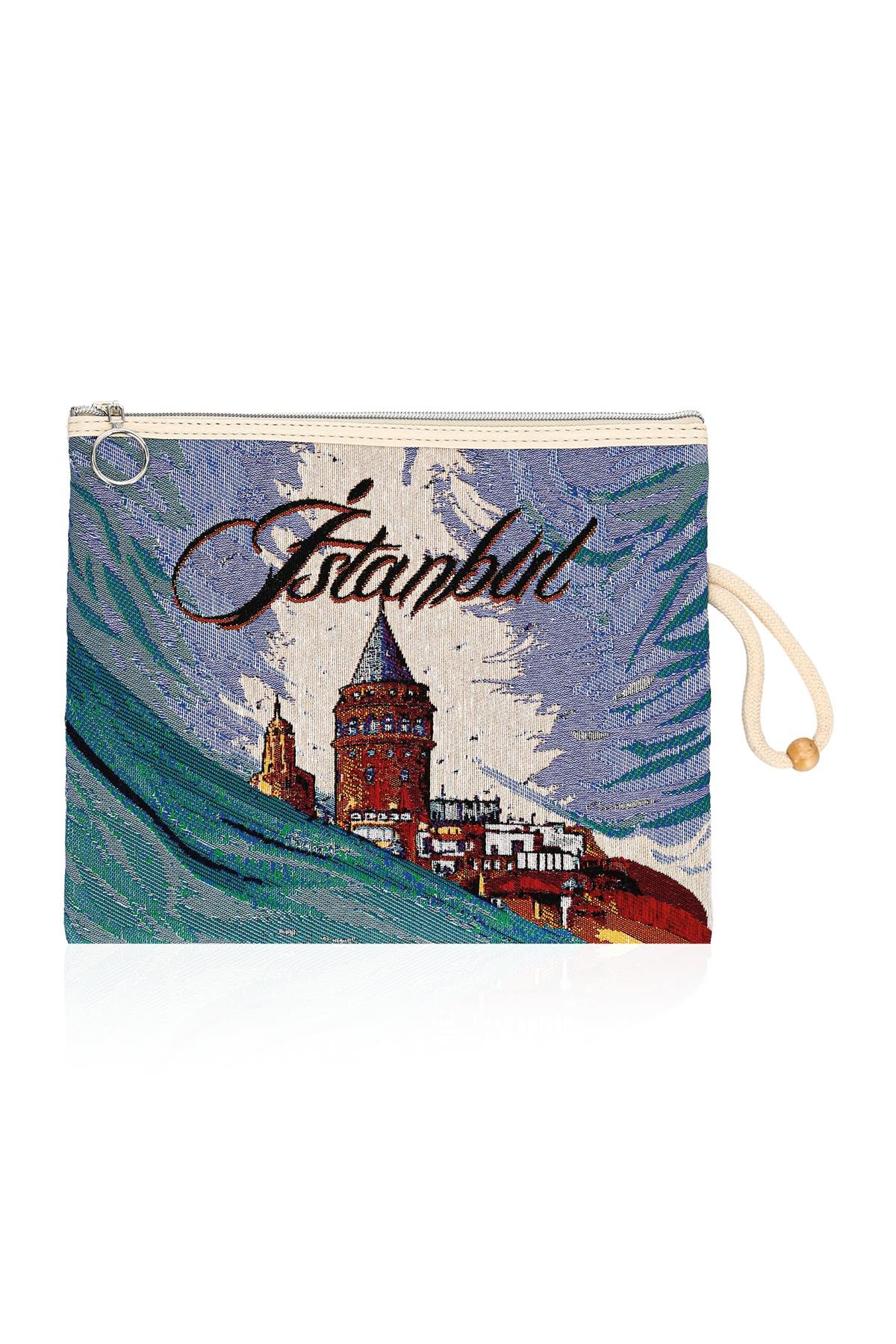 Etnik Desenli Kadın Portföy Clucth Çanta Makyaj Çanta El Çantası