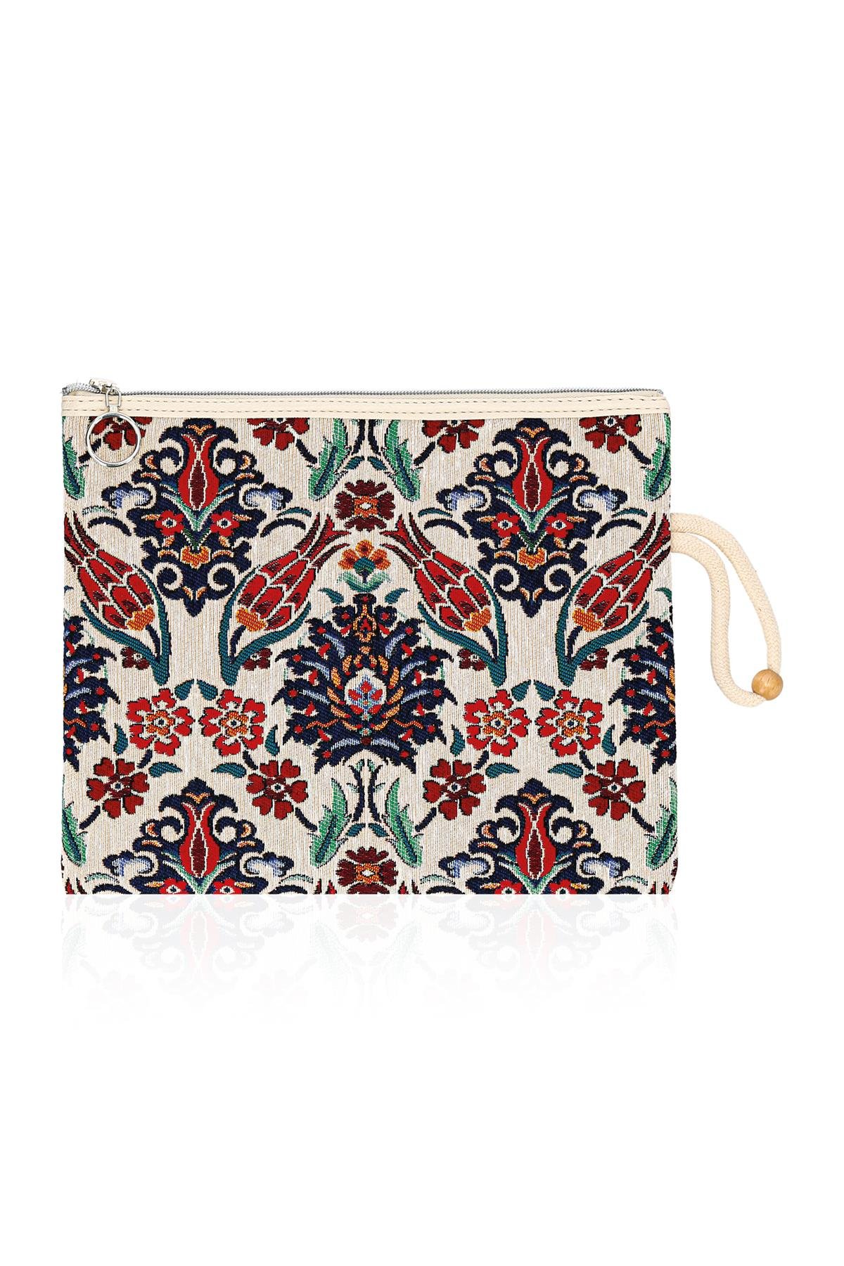 Etnik Desenli Kadın Portföy Clucth Çanta Makyaj Çanta El Çantası