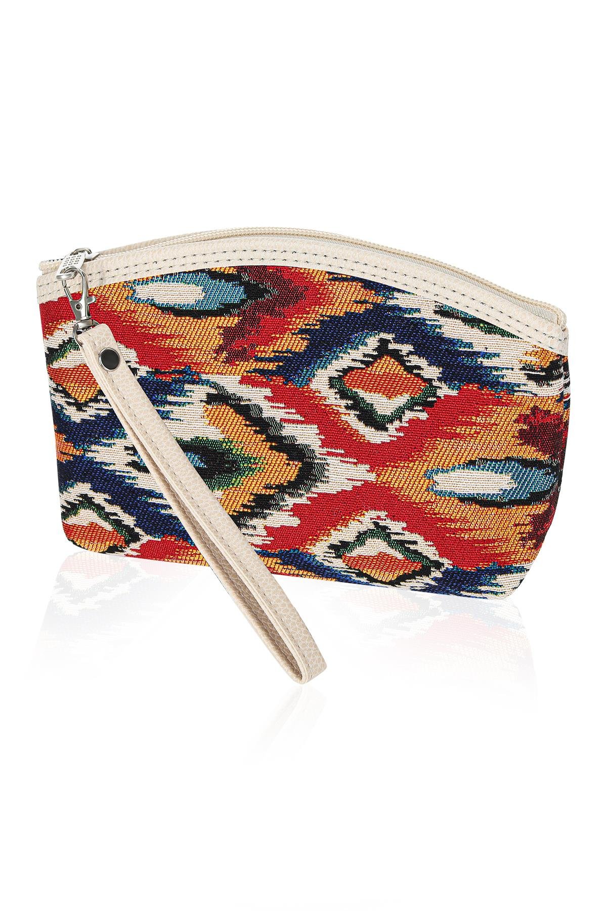 Etnik Desenli Kadın Portföy Clucth Çanta Makyaj Çanta El Çantası