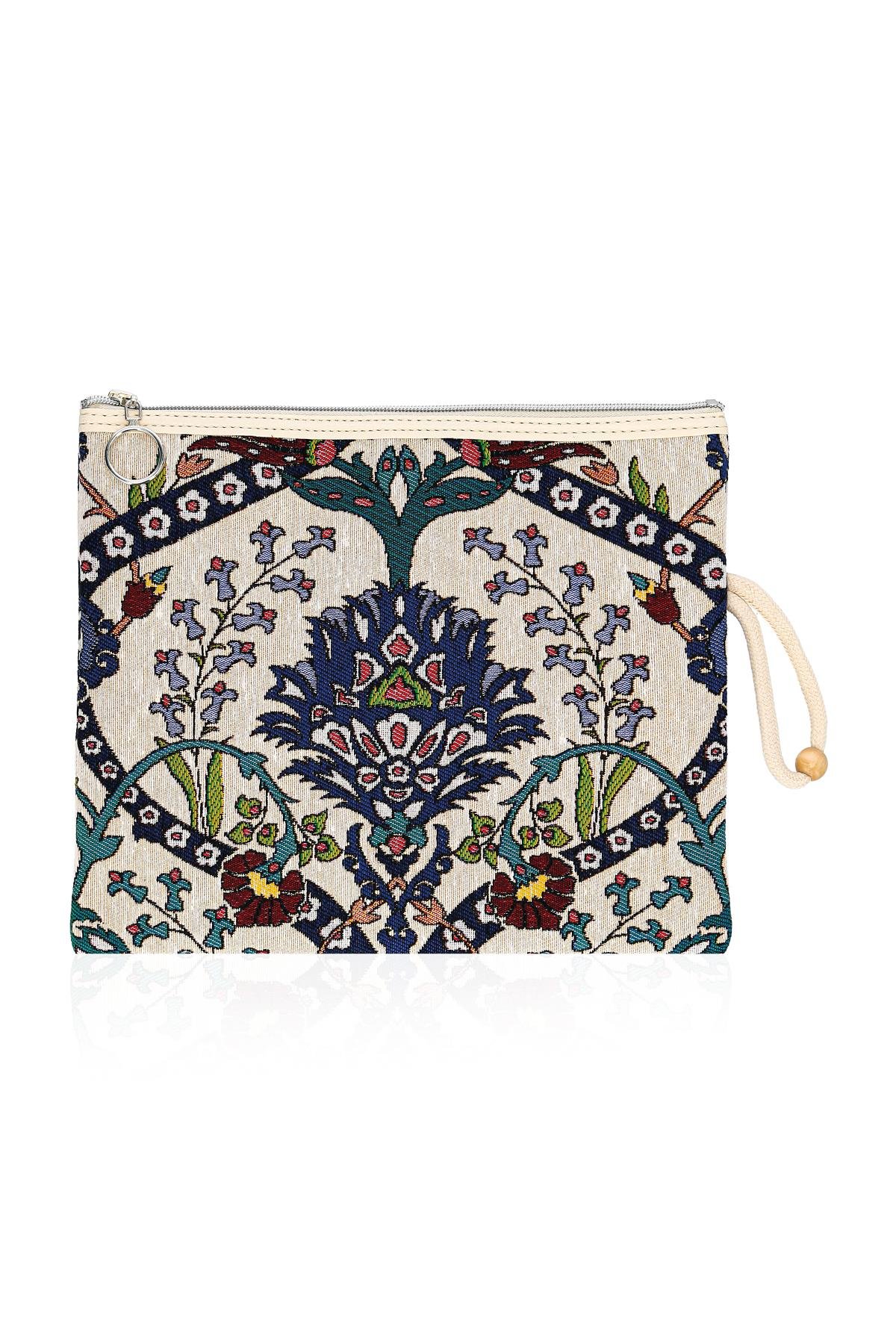 Etnik Desenli Kadın Portföy Clucth Çanta Makyaj Çanta El Çantası