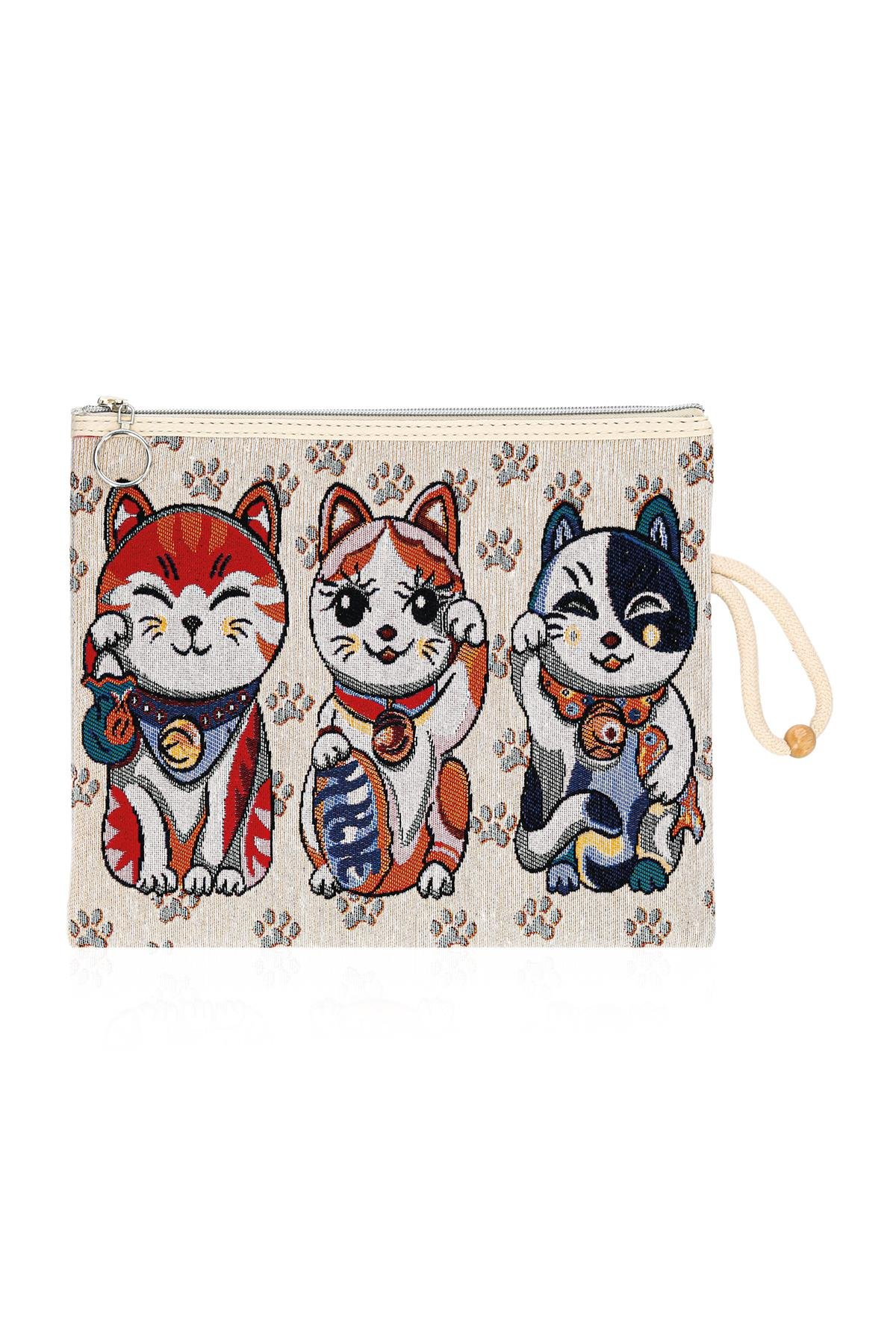 Etnik Desenli Kadın Portföy Clucth Çanta Makyaj Çanta El Çantası