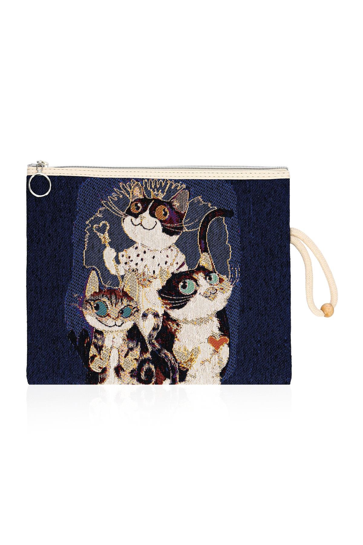 Etnik Desenli Kadın Portföy Clucth Çanta Makyaj Çanta El Çantası