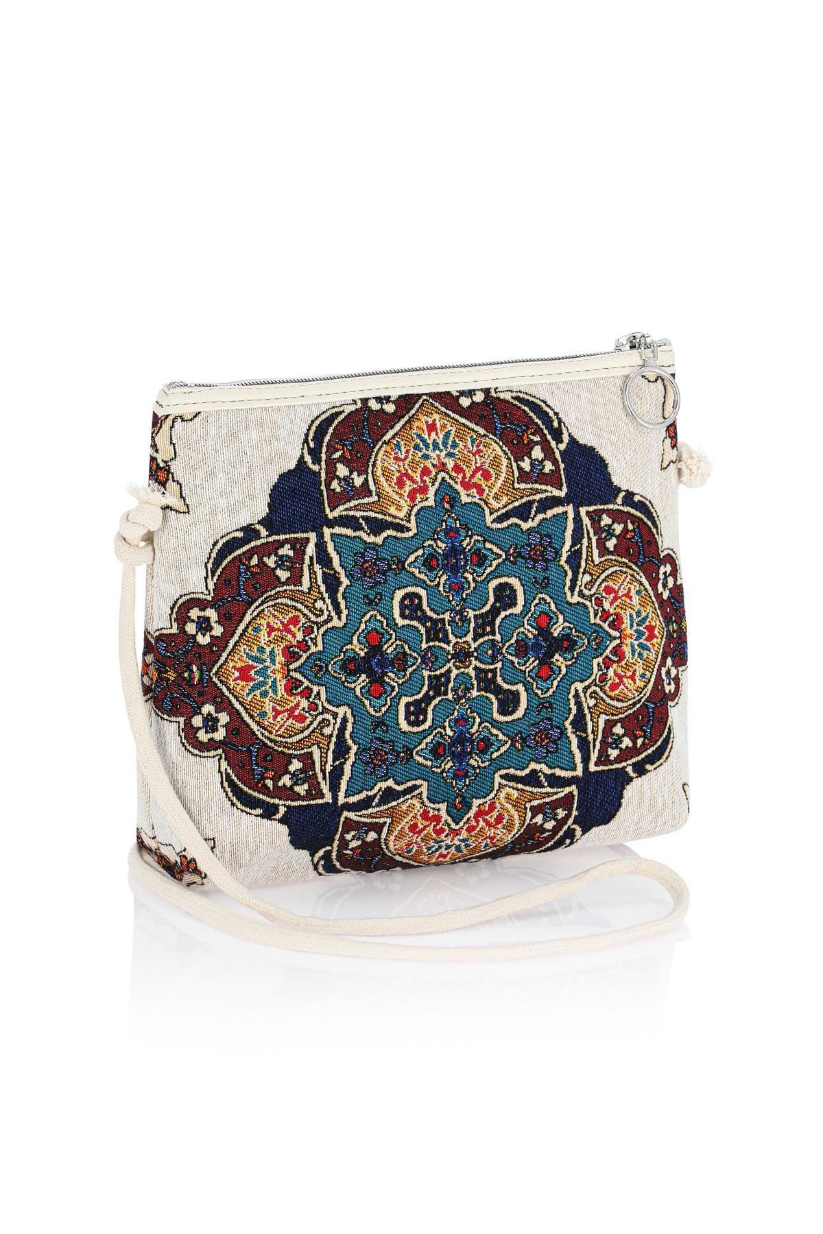 Etnik Desenli Kadın Sırt El Omuz Çanta Mottif İstanbul Otantik Goblen 1051