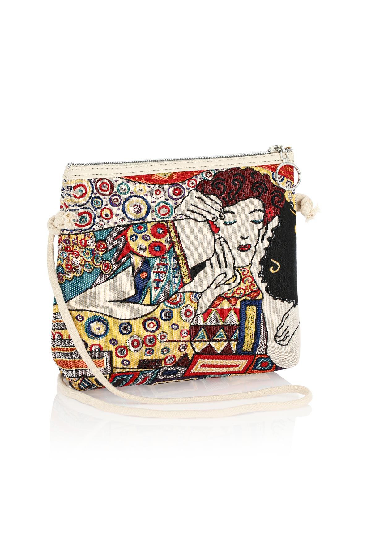 Etnik Desenli Kadın Sırt El Omuz Çanta Mottif İstanbul Otantik Goblen 1051