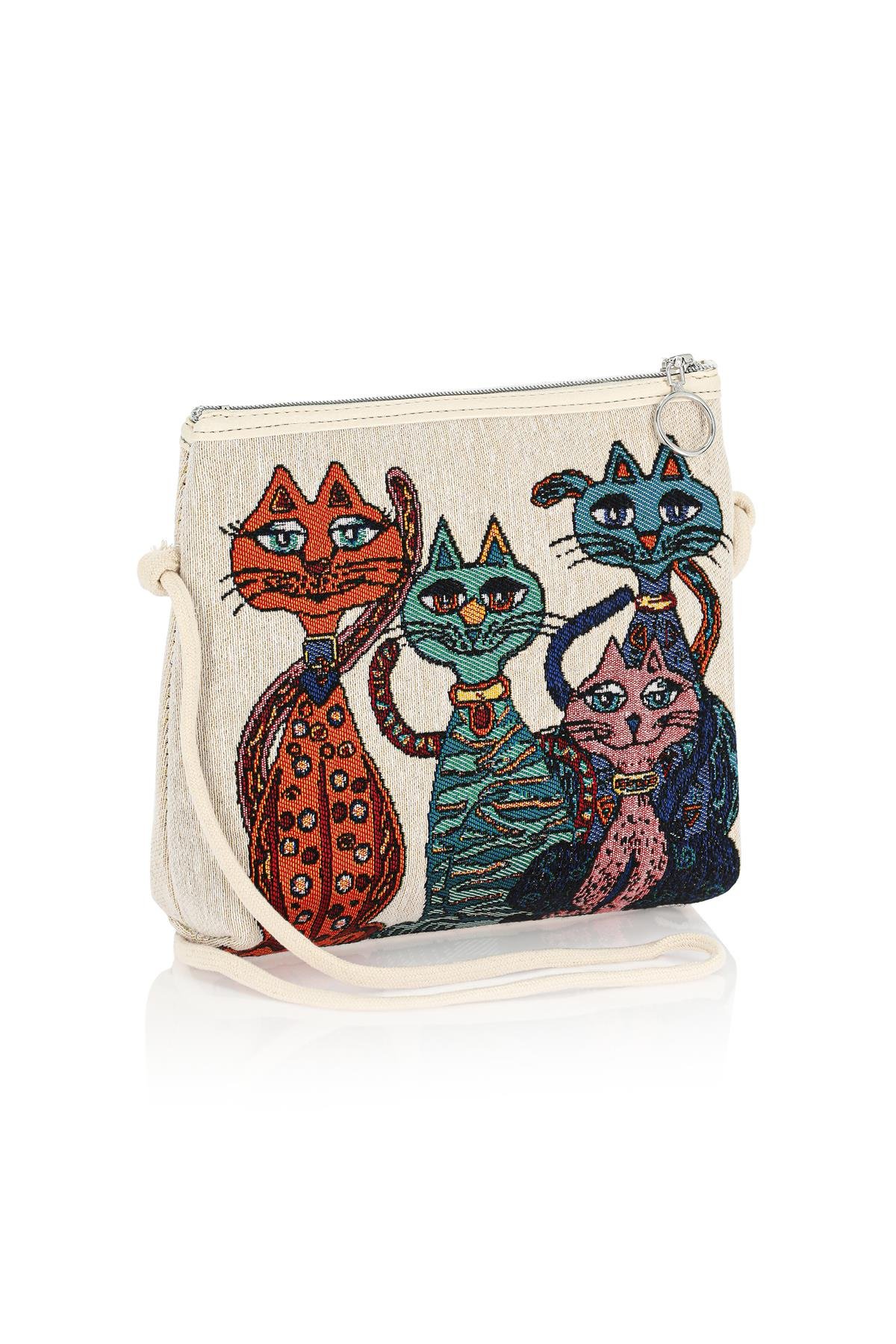 Etnik Desenli Kadın Sırt El Omuz Çanta Mottif İstanbul Otantik Goblen 1051