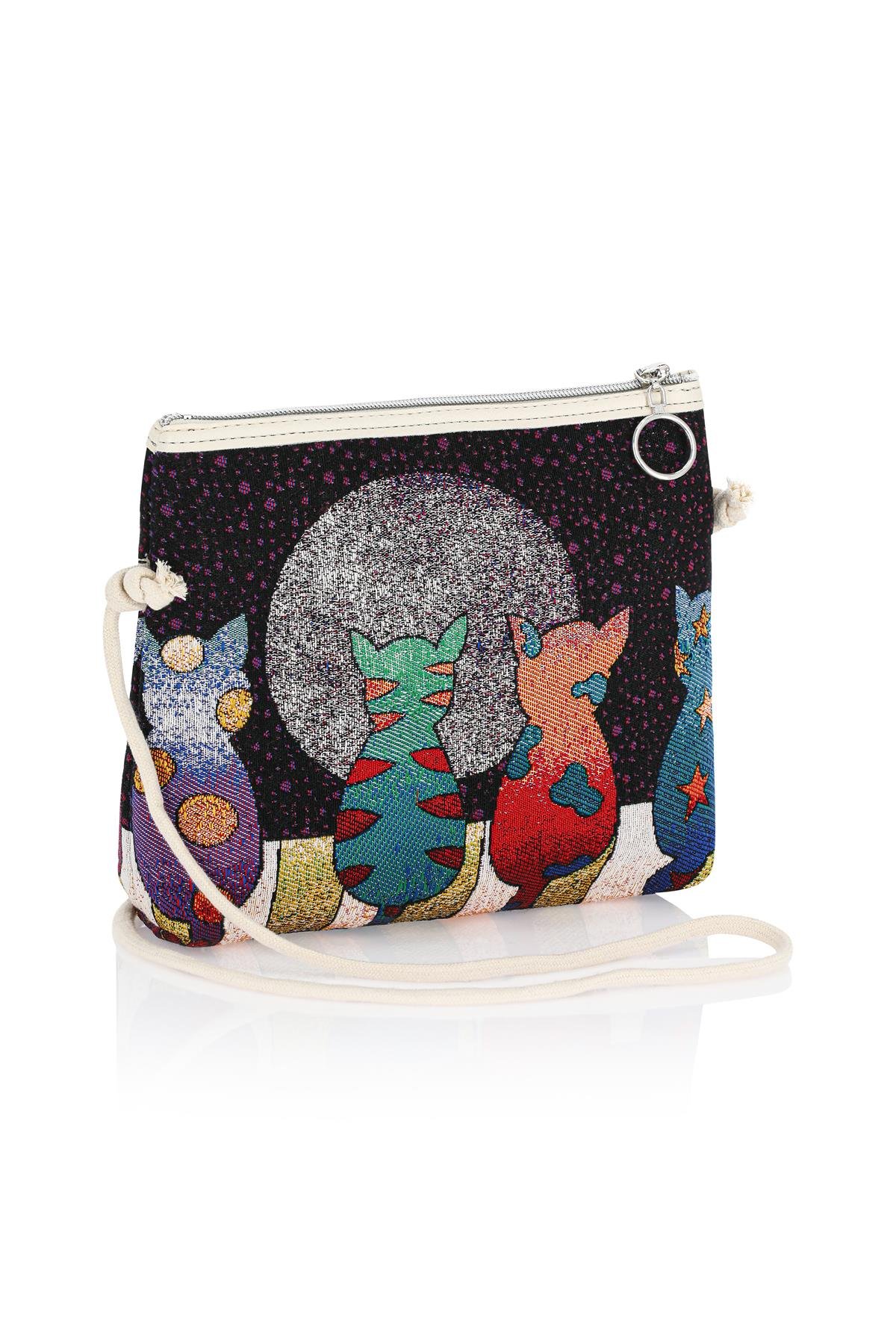 Etnik Desenli Kadın Sırt El Omuz Çanta Mottif İstanbul Otantik Goblen 1051