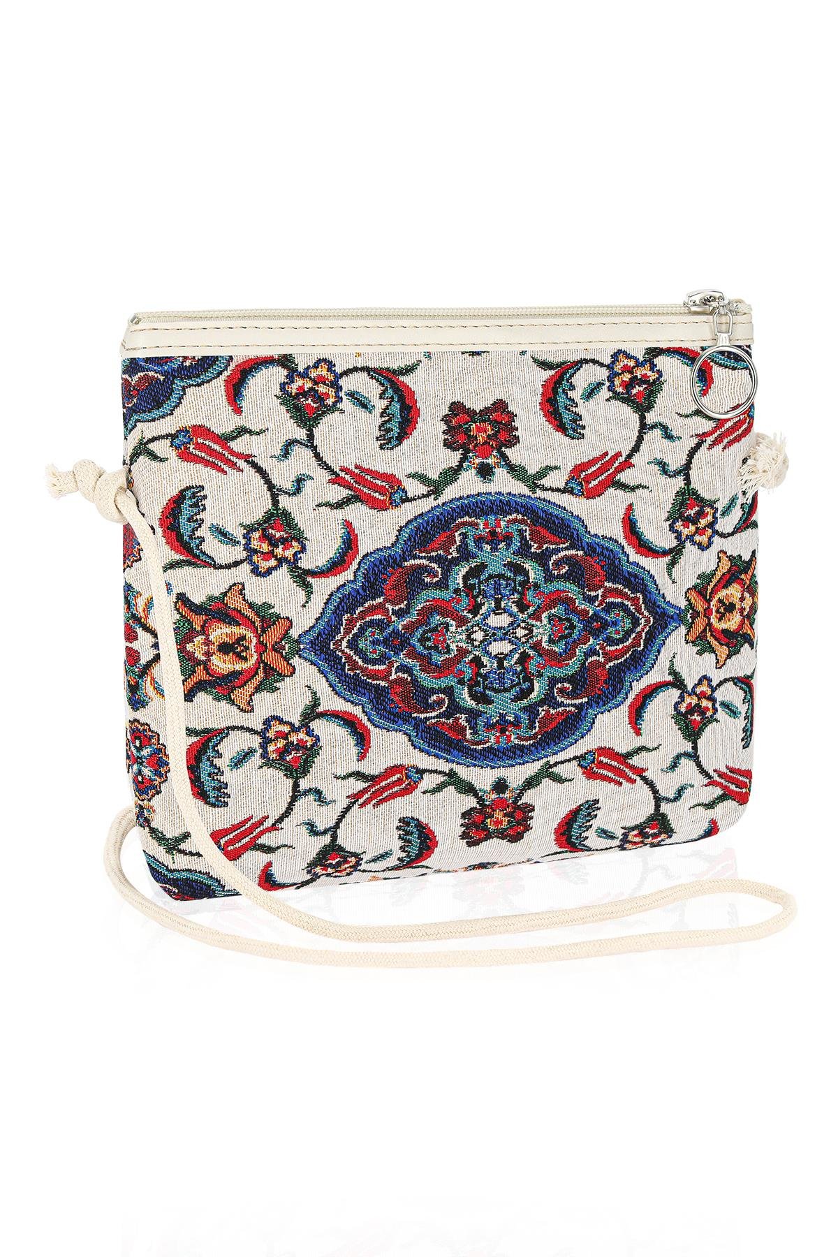 Etnik Desenli Kadın Sırt El Omuz Çanta Mottif İstanbul Otantik Goblen 1051