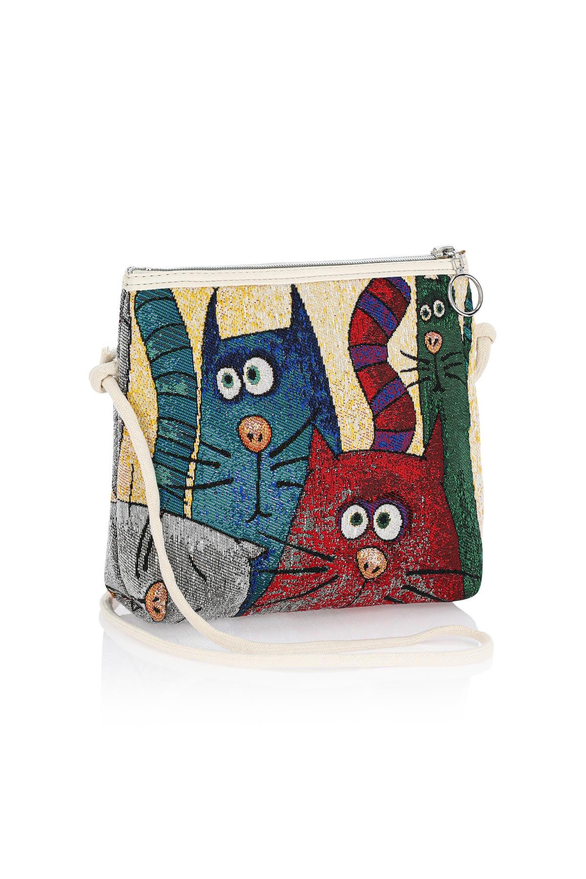 Etnik Desenli Kadın Sırt El Omuz Çanta Mottif İstanbul Otantik Goblen 1051