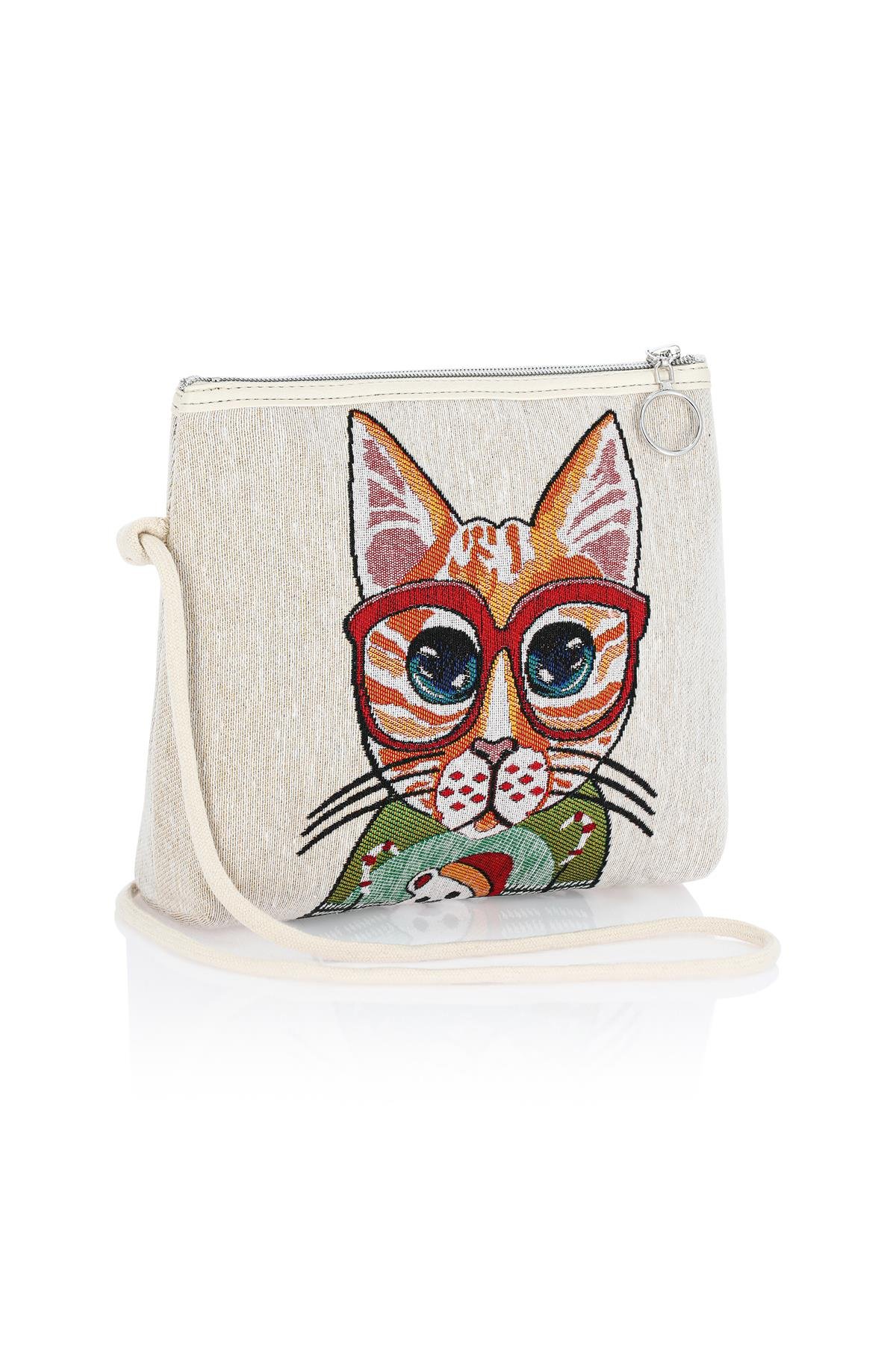 Etnik Desenli Kadın Sırt El Omuz Çanta Mottif İstanbul Otantik Goblen 1051