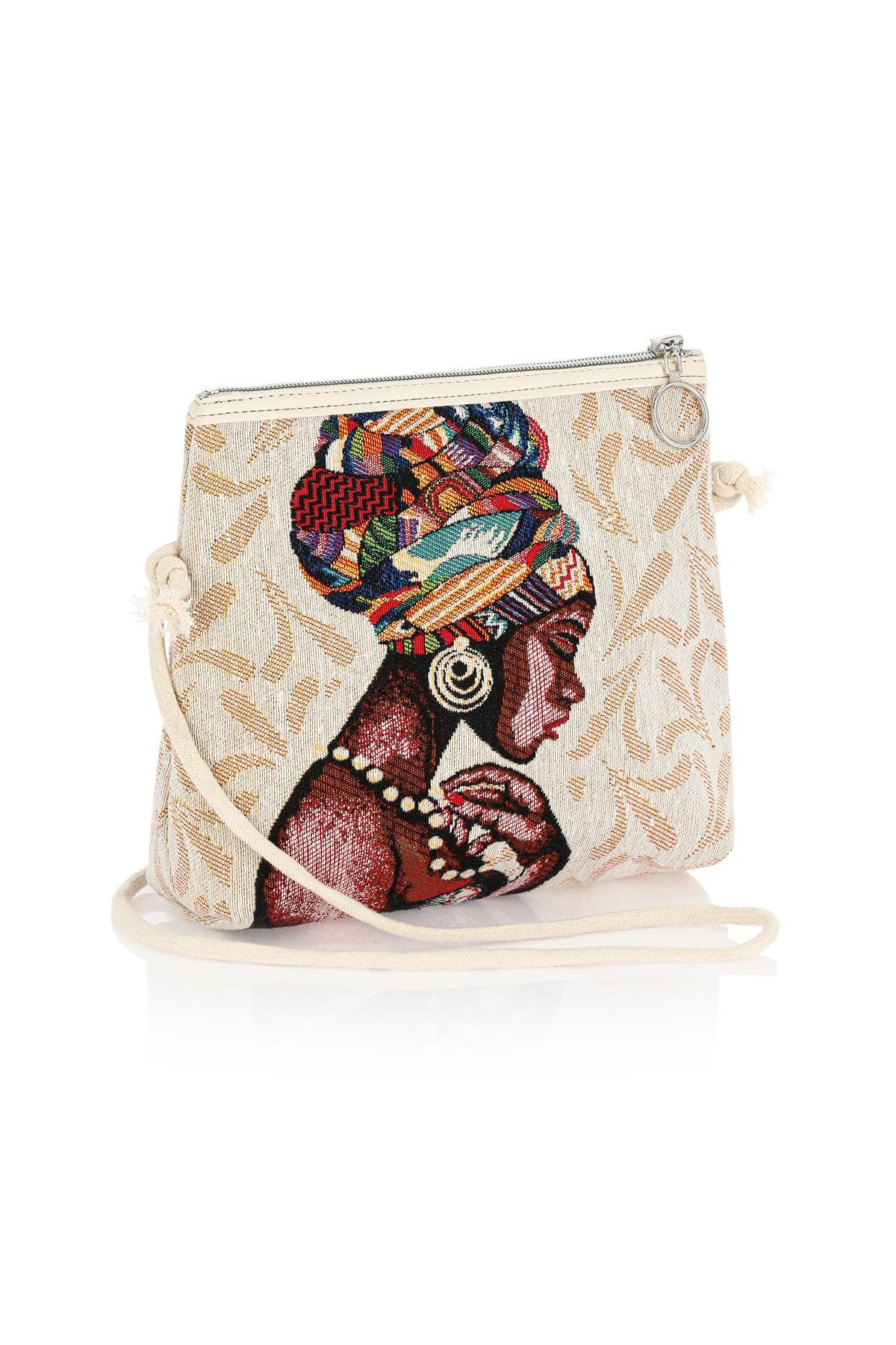 Etnik Desenli Kadın Sırt El Omuz Çanta Mottif İstanbul Otantik Goblen 1051