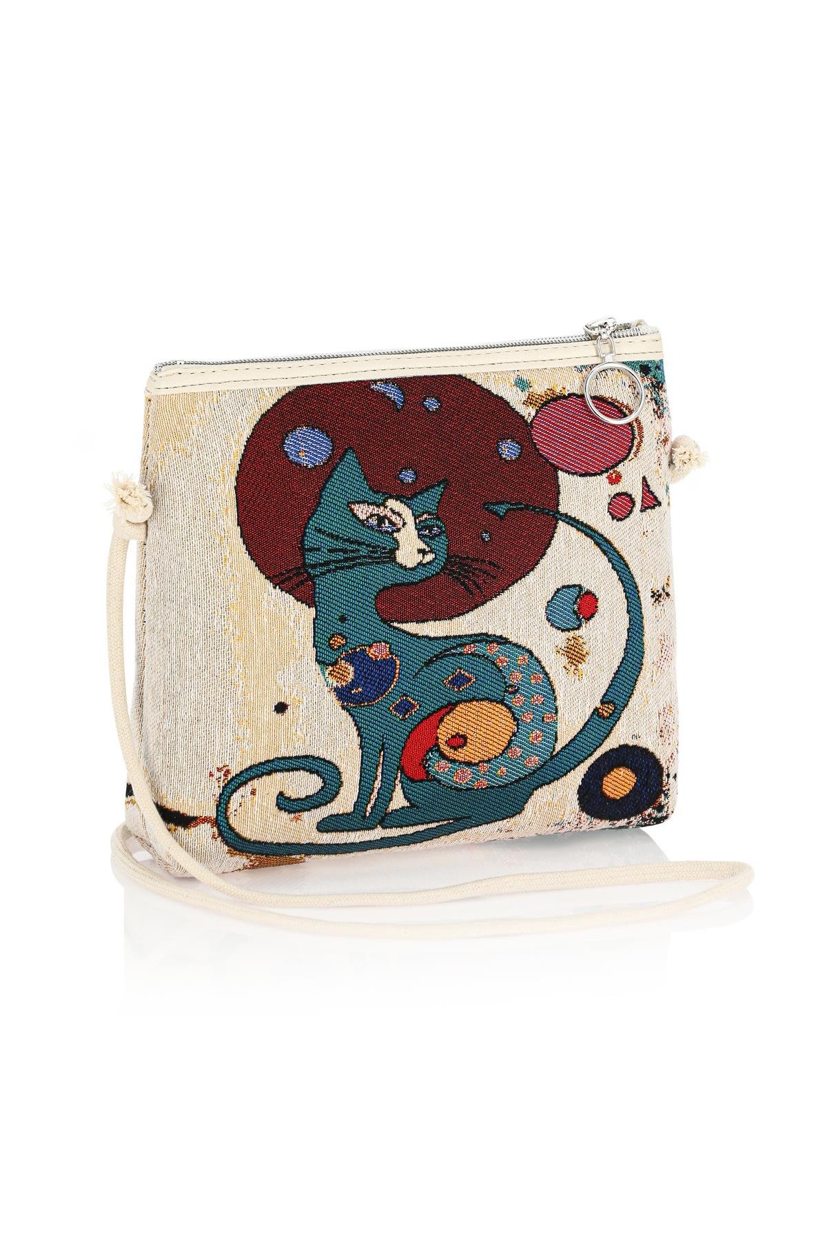 Etnik Desenli Kadın Sırt El Omuz Çanta Mottif İstanbul Otantik Goblen 1051