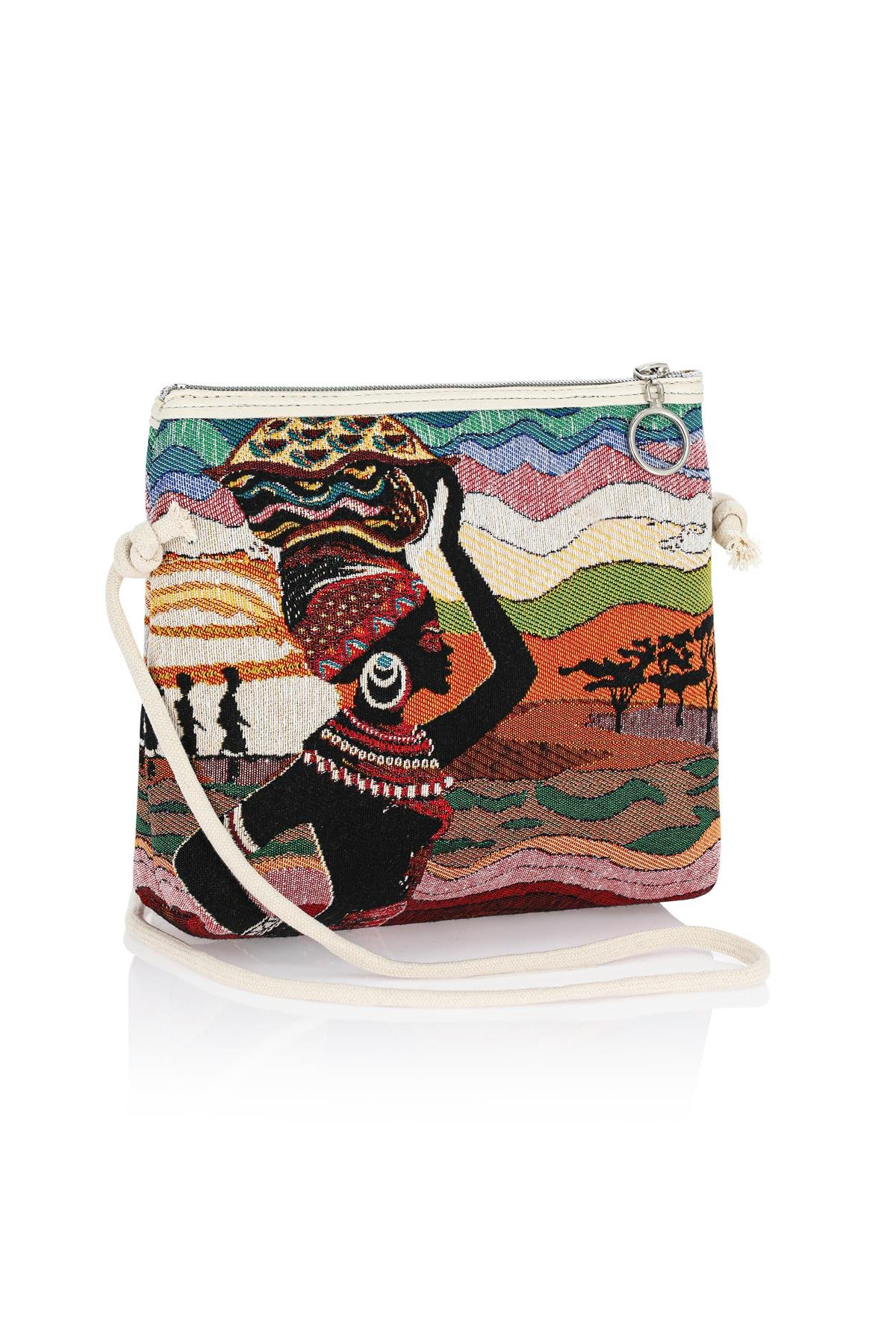 Etnik Desenli Kadın Sırt El Omuz Çanta Mottif İstanbul Otantik Goblen 1051