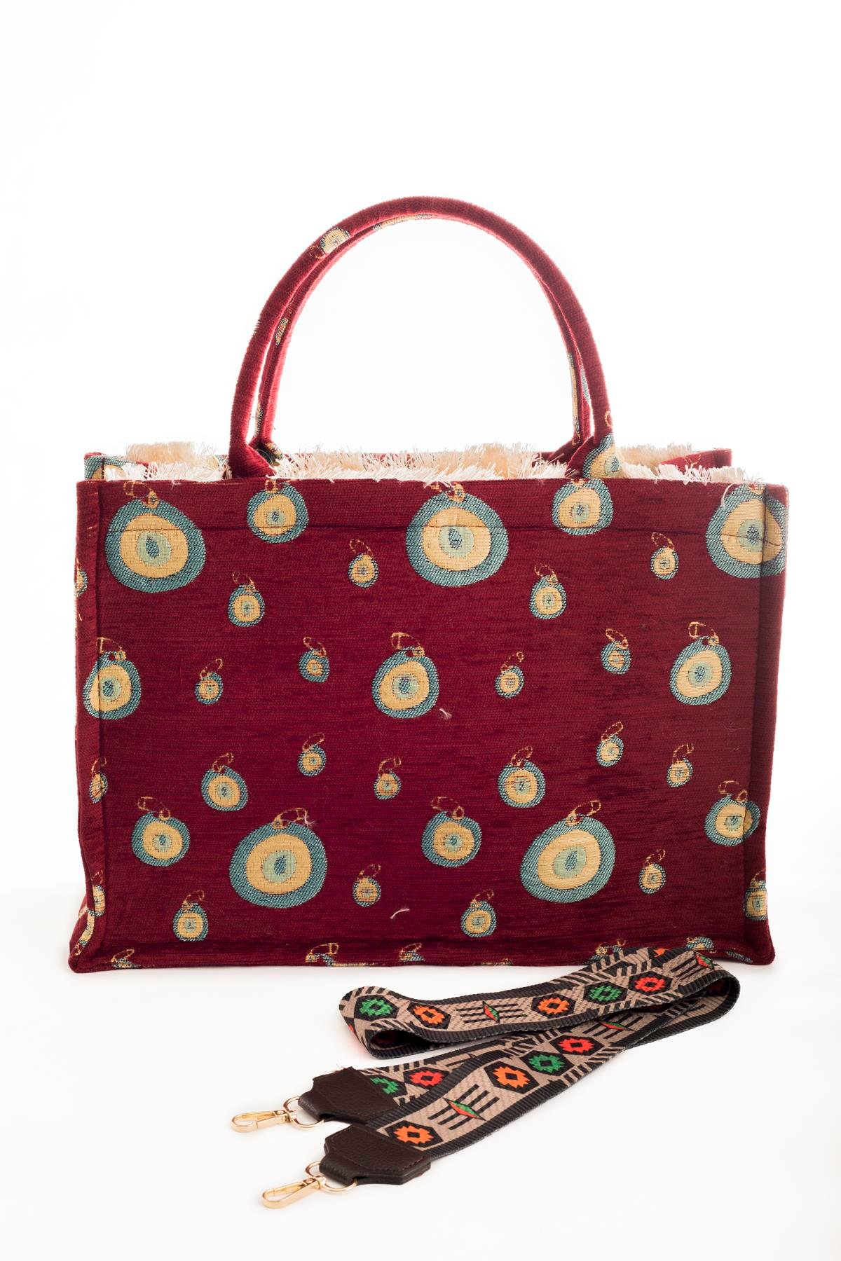 Etnik Desenli Omuz Çanta Askılı Kadın El Çanta Motif Istanbul Otantik Şönil 1083
