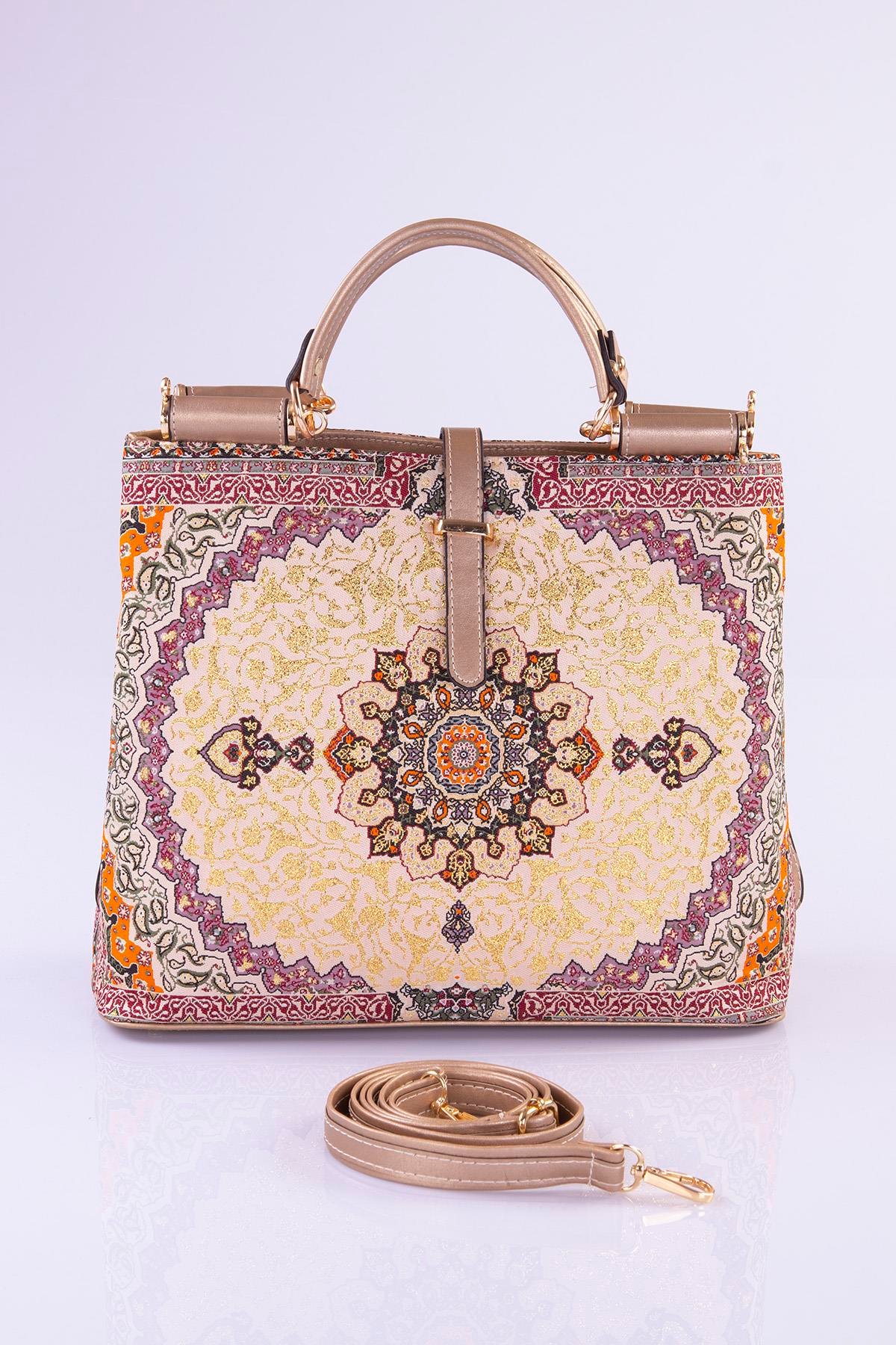 Mottif İstanbul  Otantik Dokuma Gold Omuz Çanta 1026.01